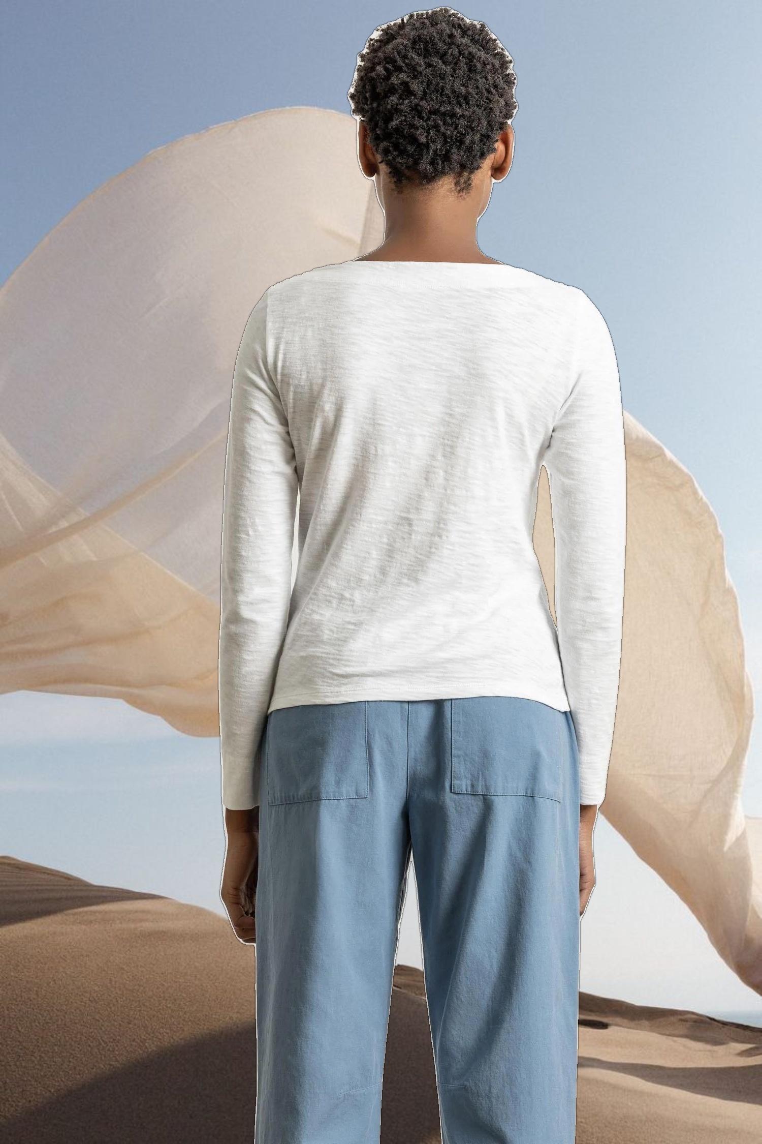 Long Sleeve Seamed Boatneck