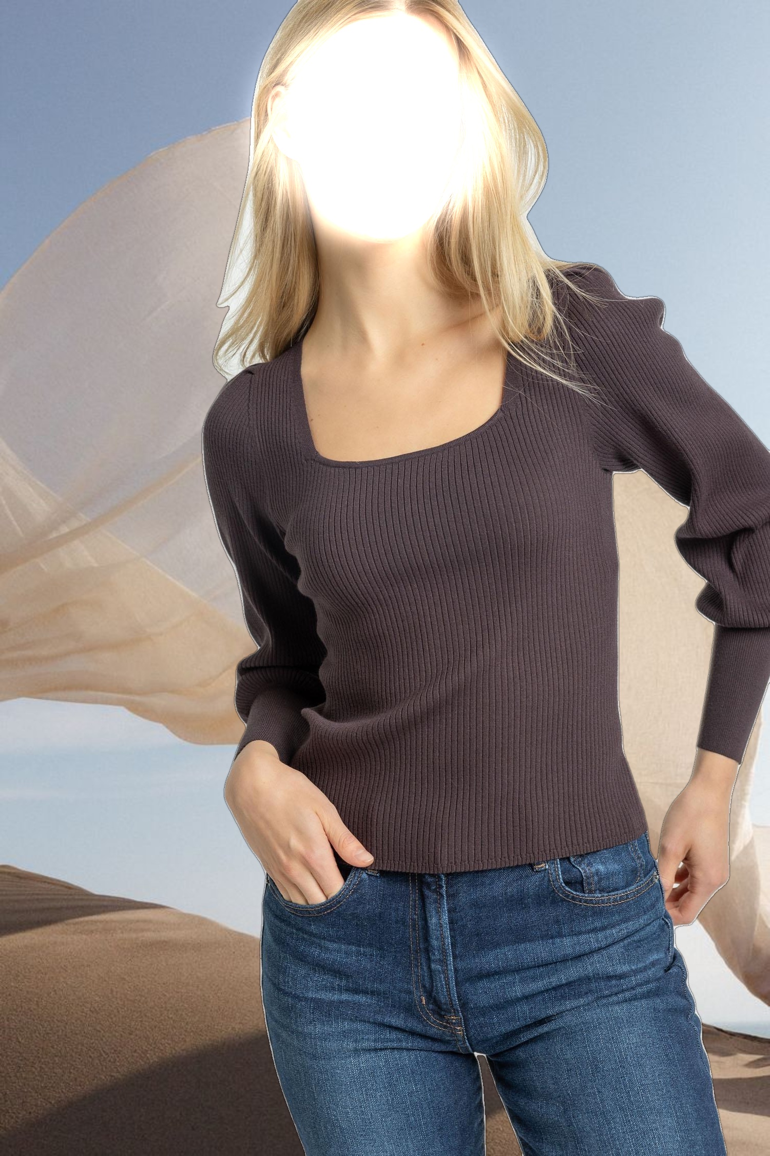 Full Sleeve Square Neck Sweater
