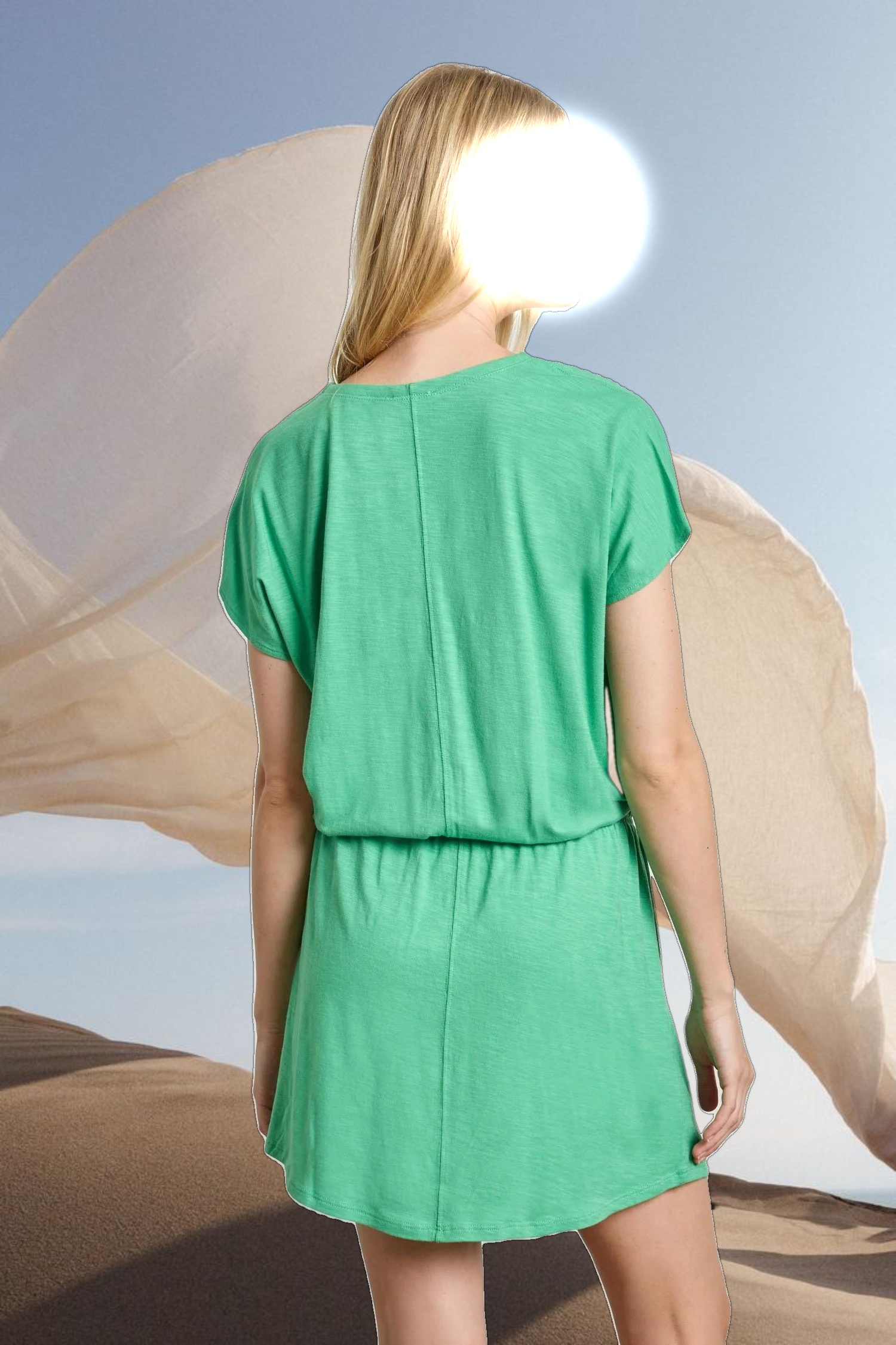 Elastic Waist V-Neck Dress