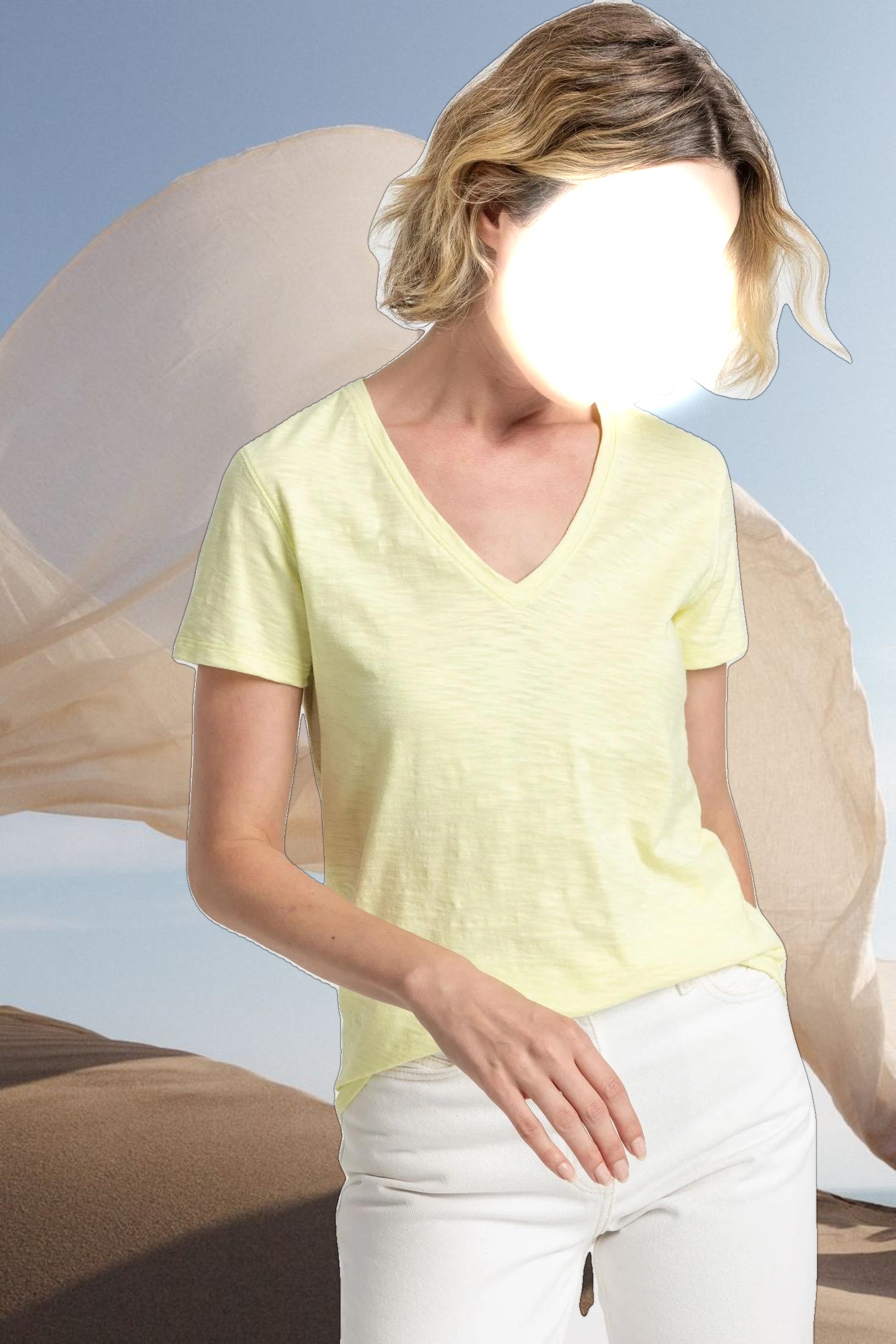 V-Neck Short Sleeve Back Seam Tee