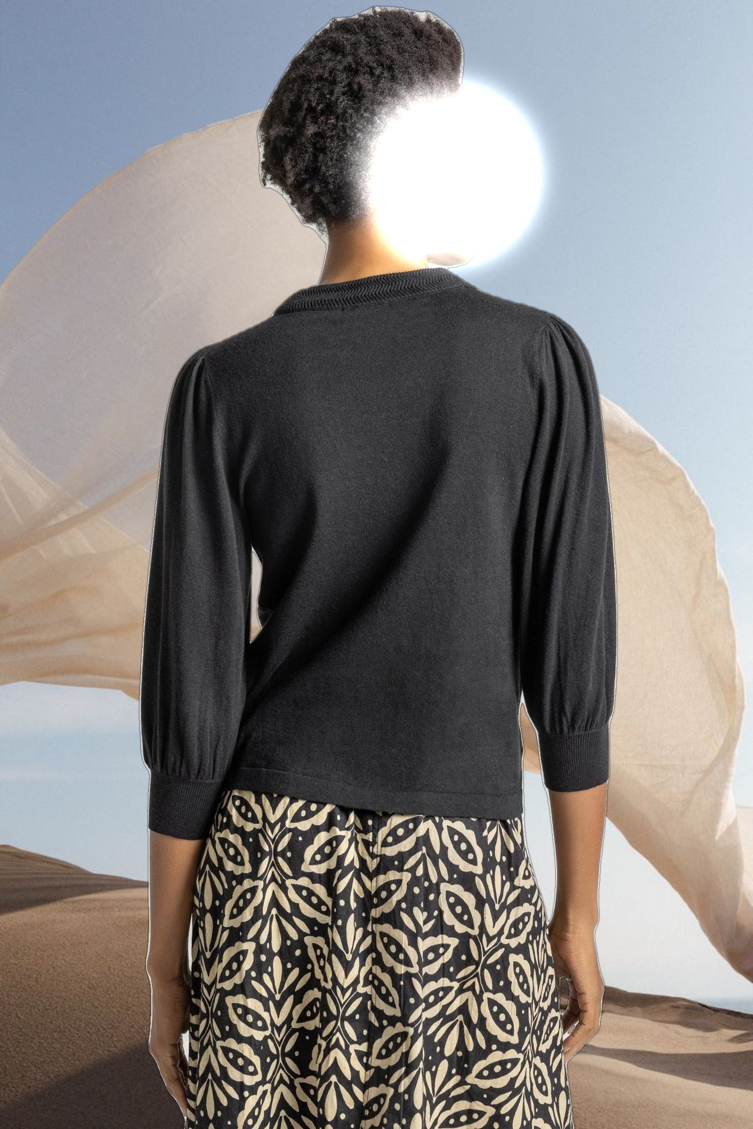 Puff Sleeve Crewneck Sweater