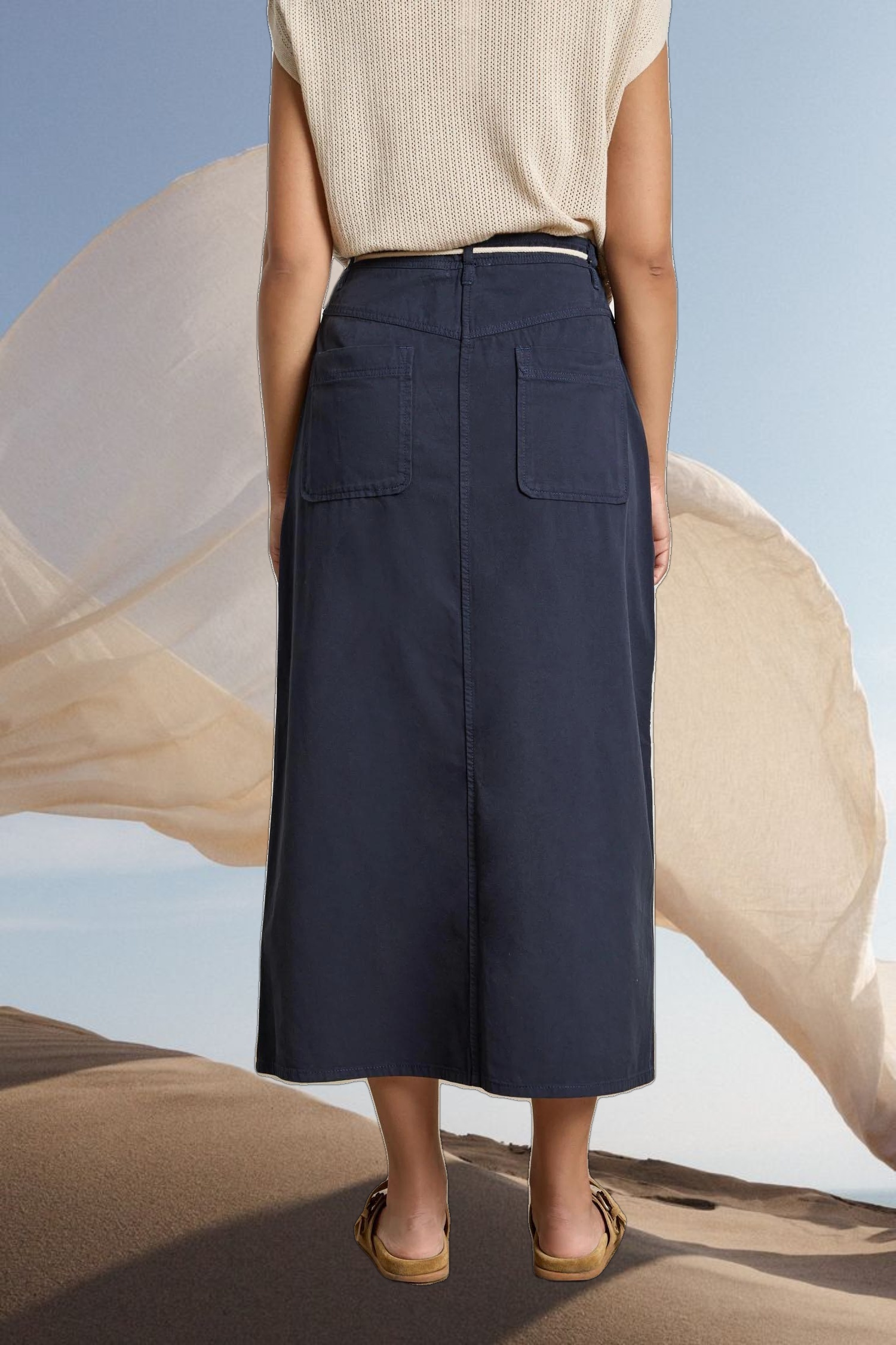 Yoke Waist Maxi Skirt
