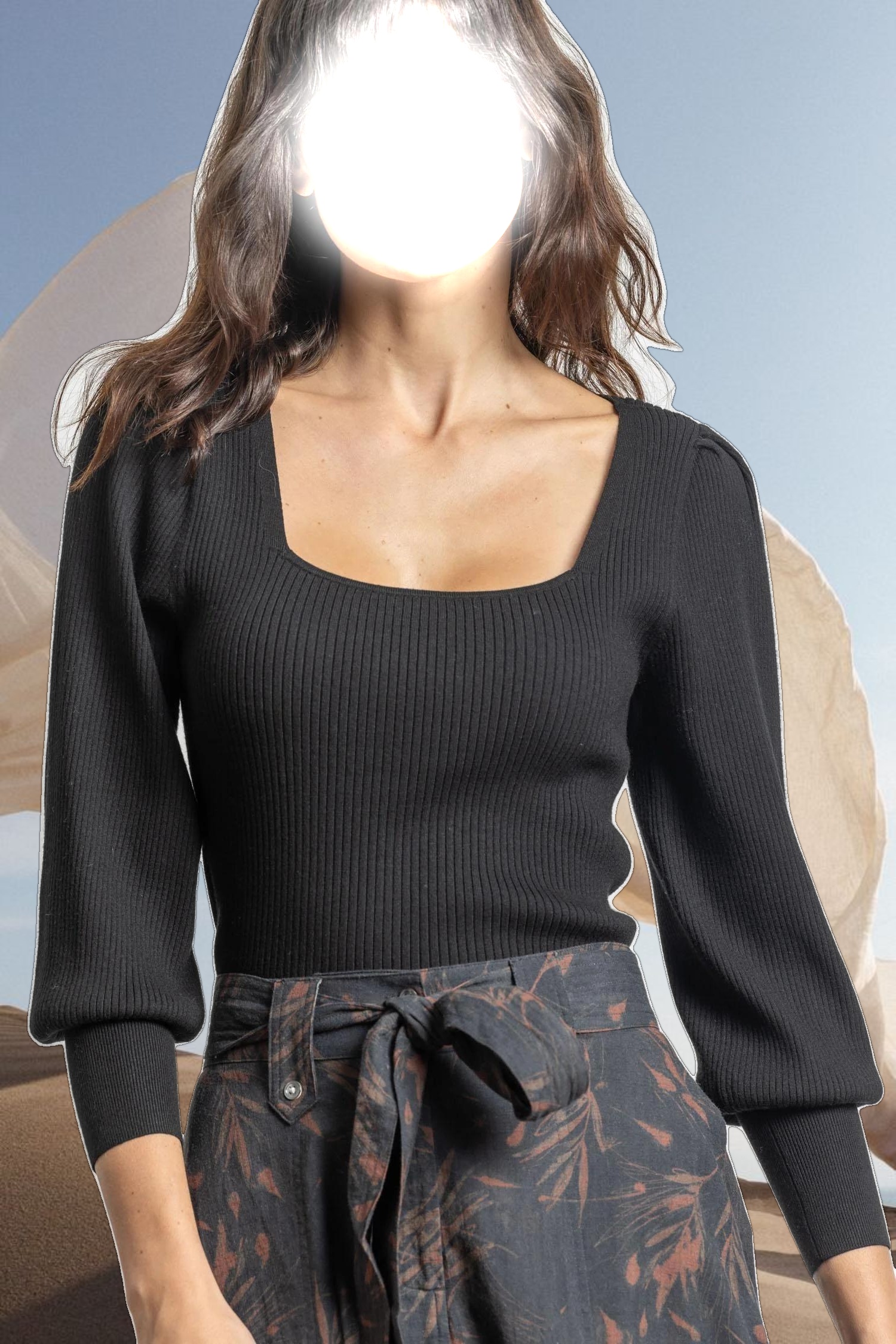 Full Sleeve Square Neck Sweater