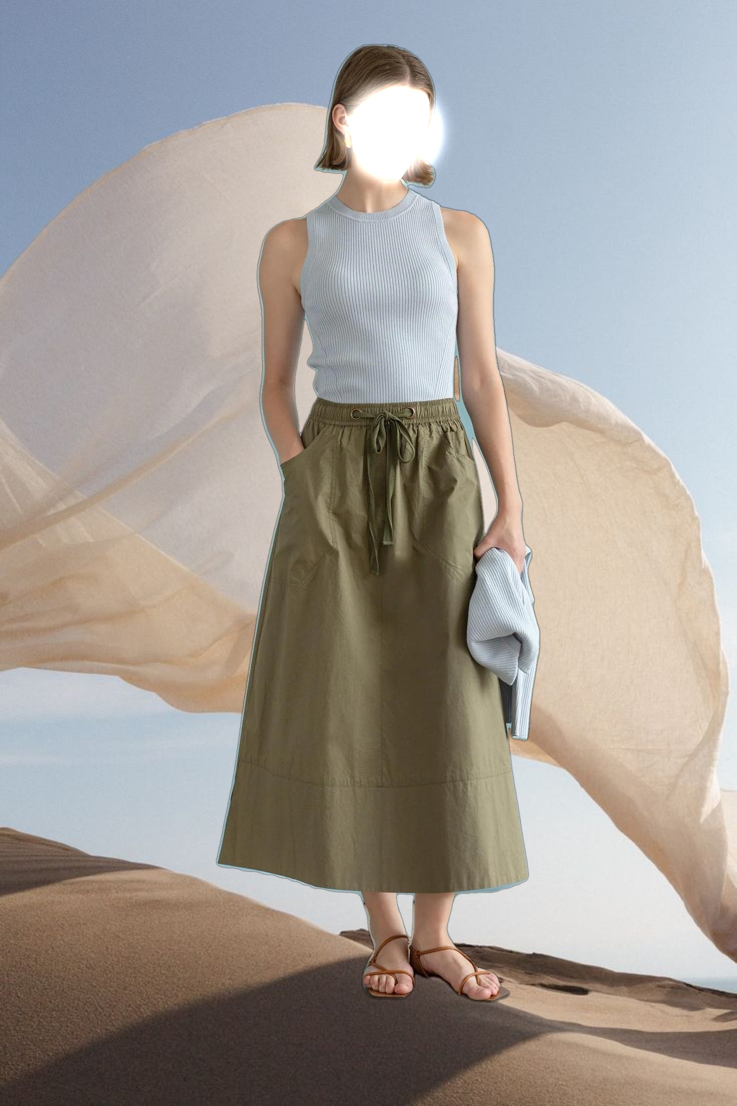 Long Poplin Skirt