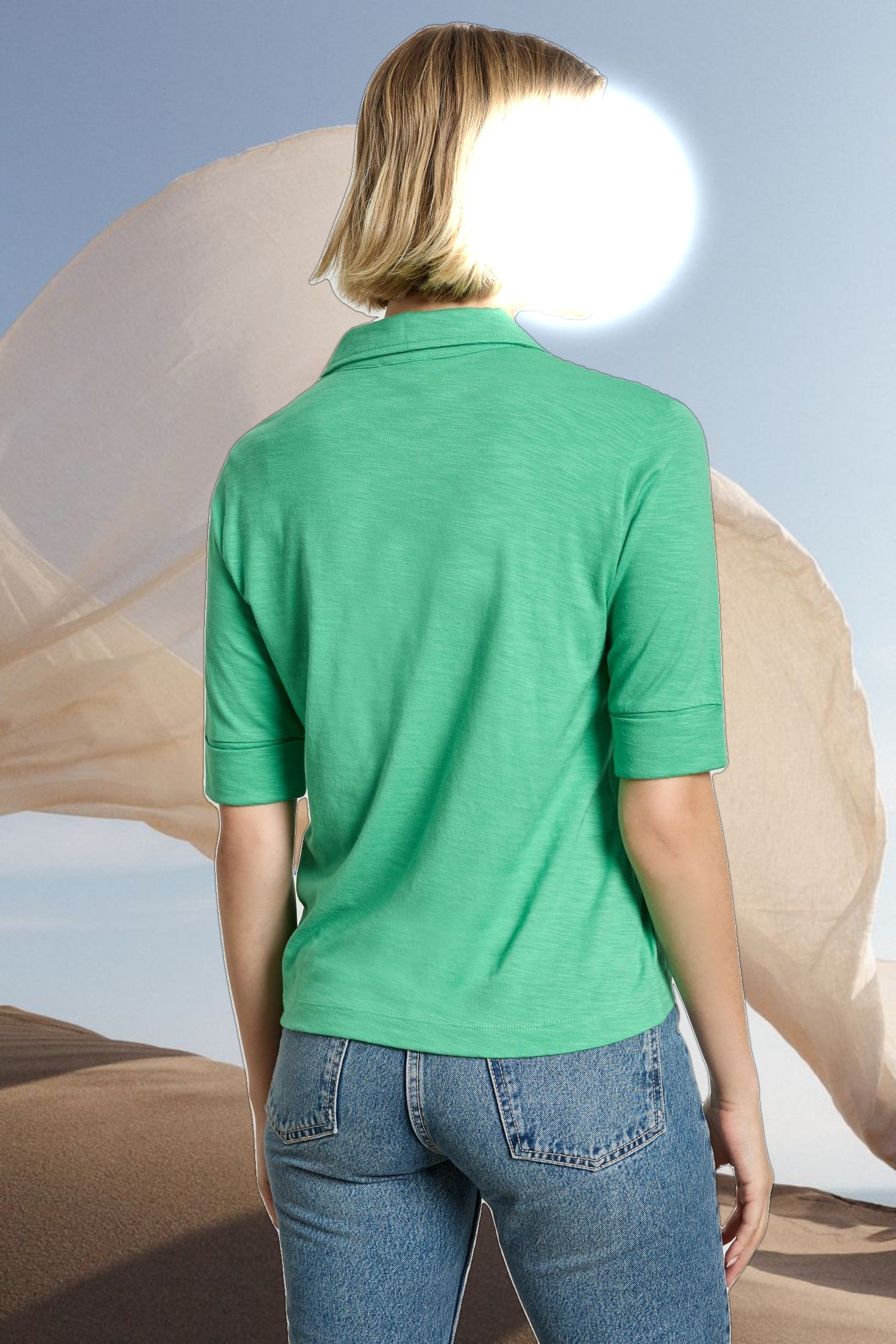 Elbow Sleeve Collared Tee