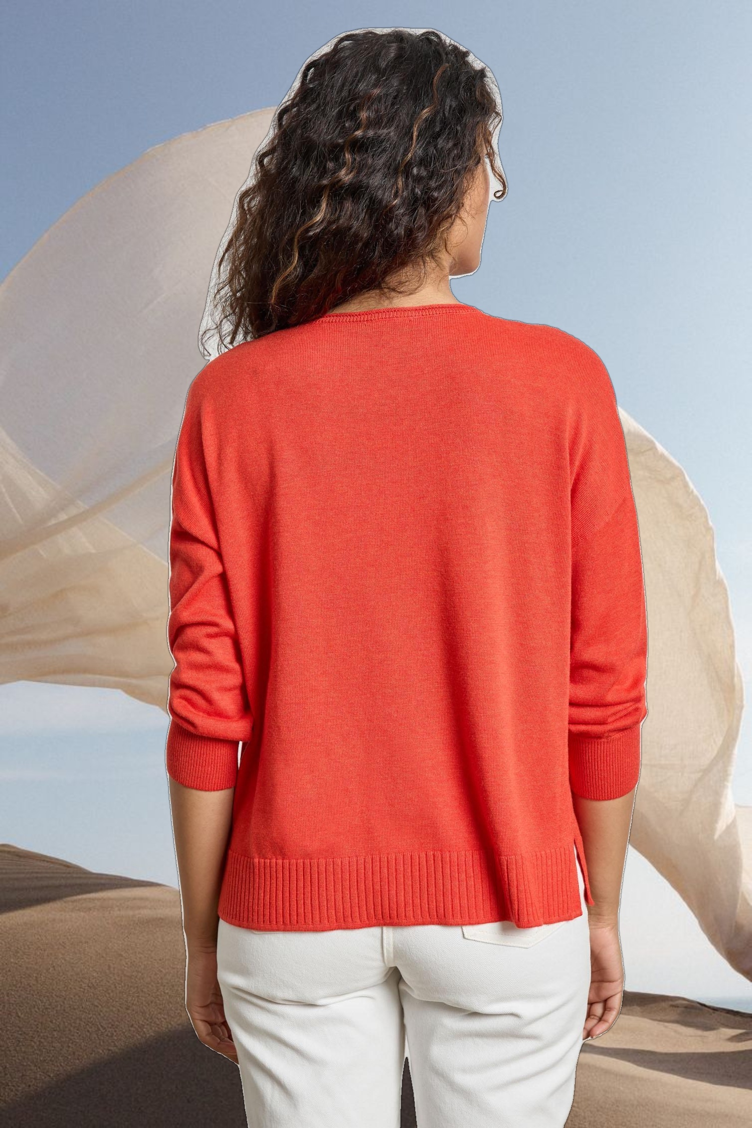 3/4 Sleeve Drop Shoulder Sweater