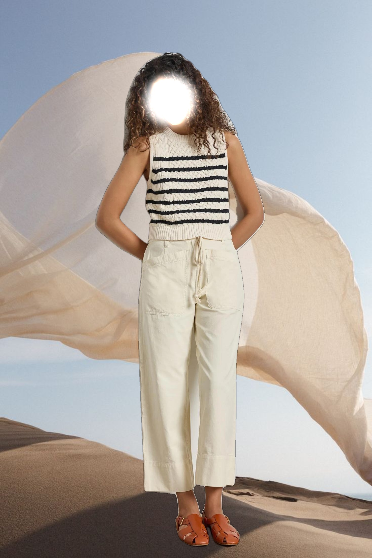 Cropped Cable Tank Sweater