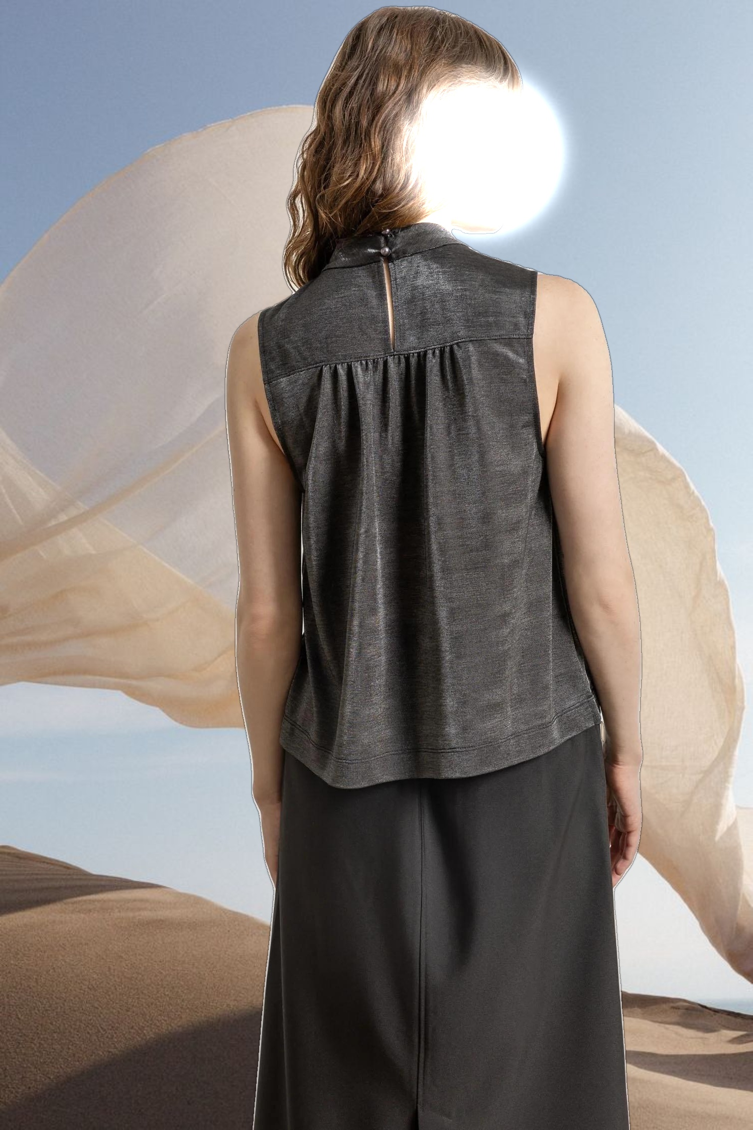 Sparkle Sleeveless Mock Neck