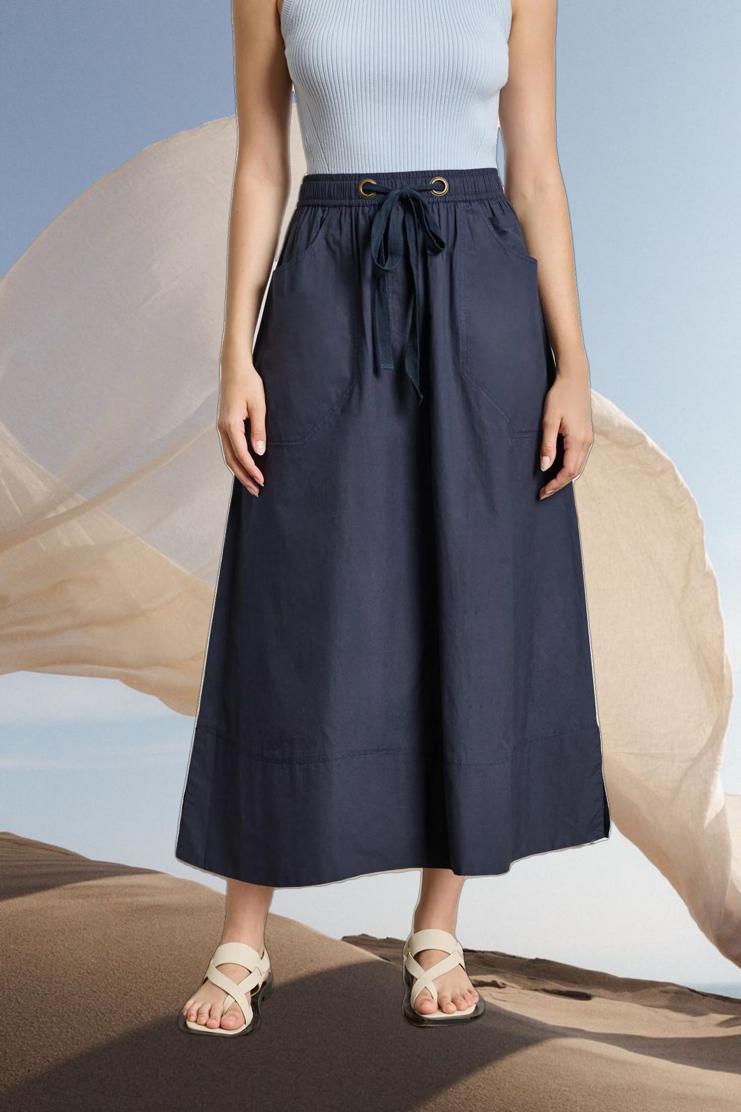 Long Poplin Skirt