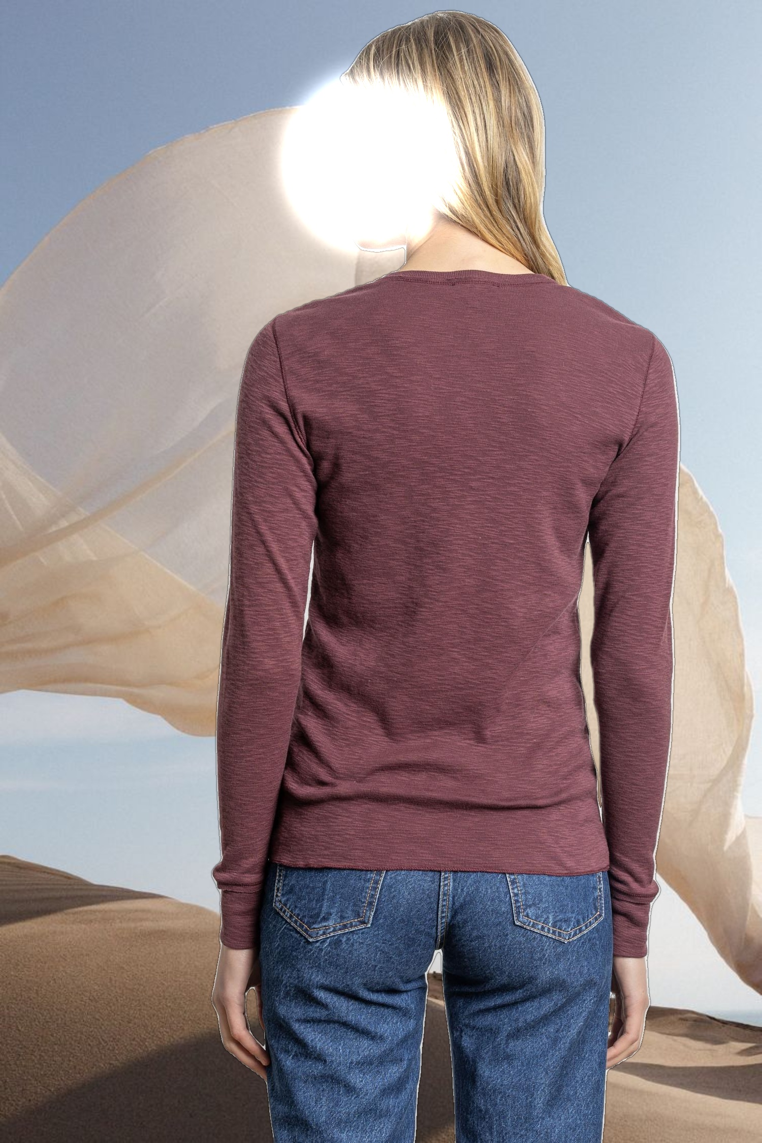 Long Sleeve Raw Edge Crew