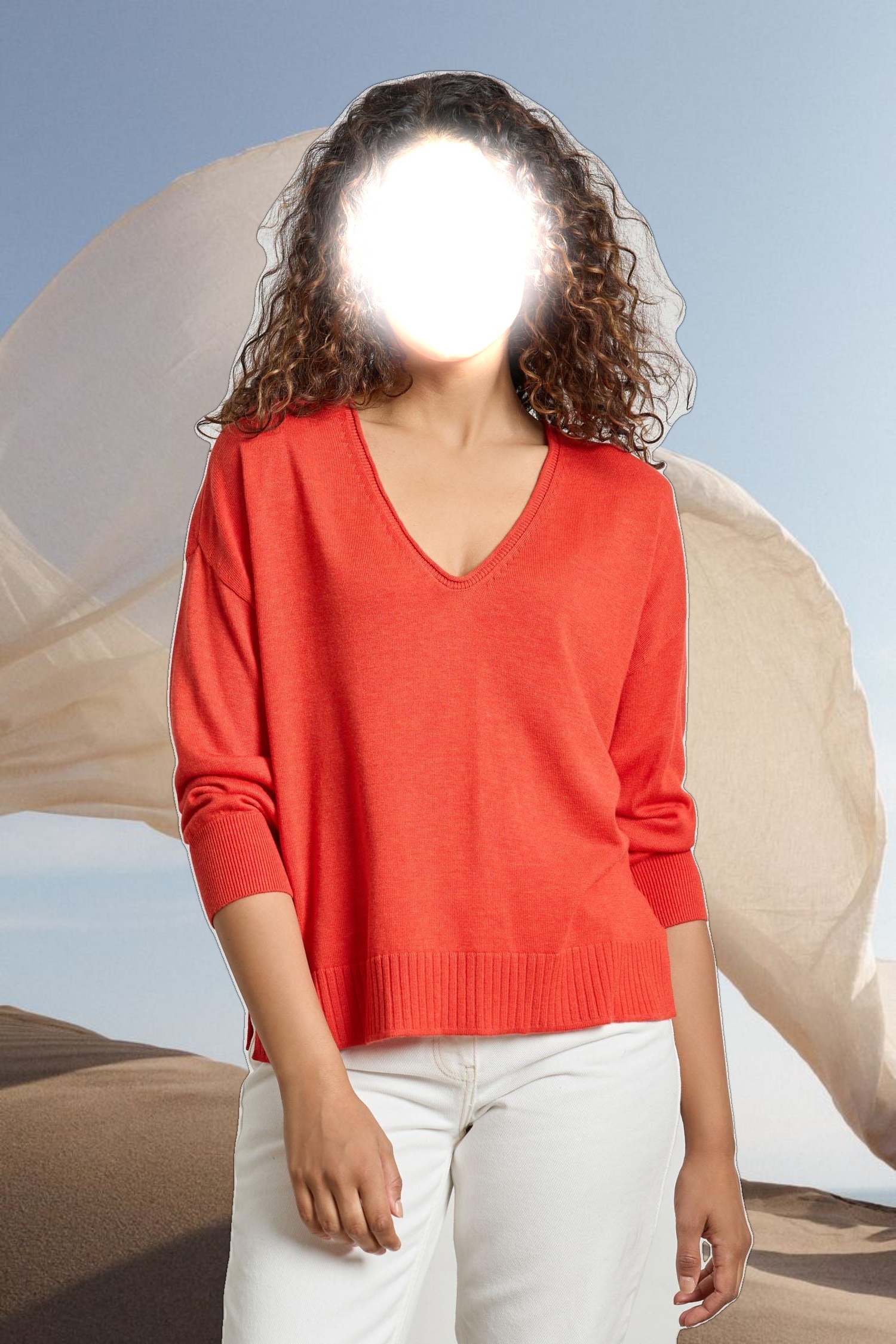 3/4 Sleeve Drop Shoulder Sweater