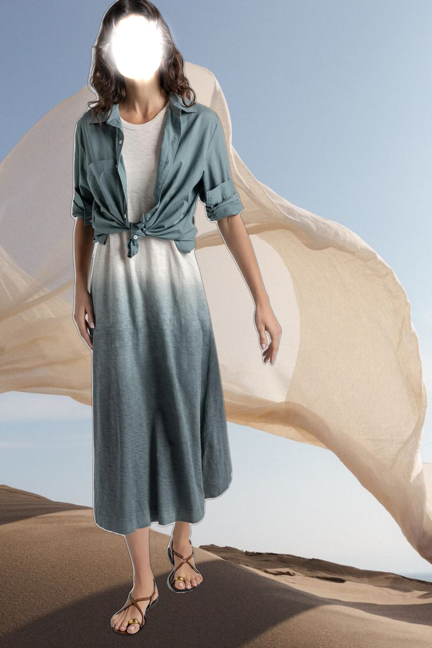 Ombre Jewel Neck Tank Dress