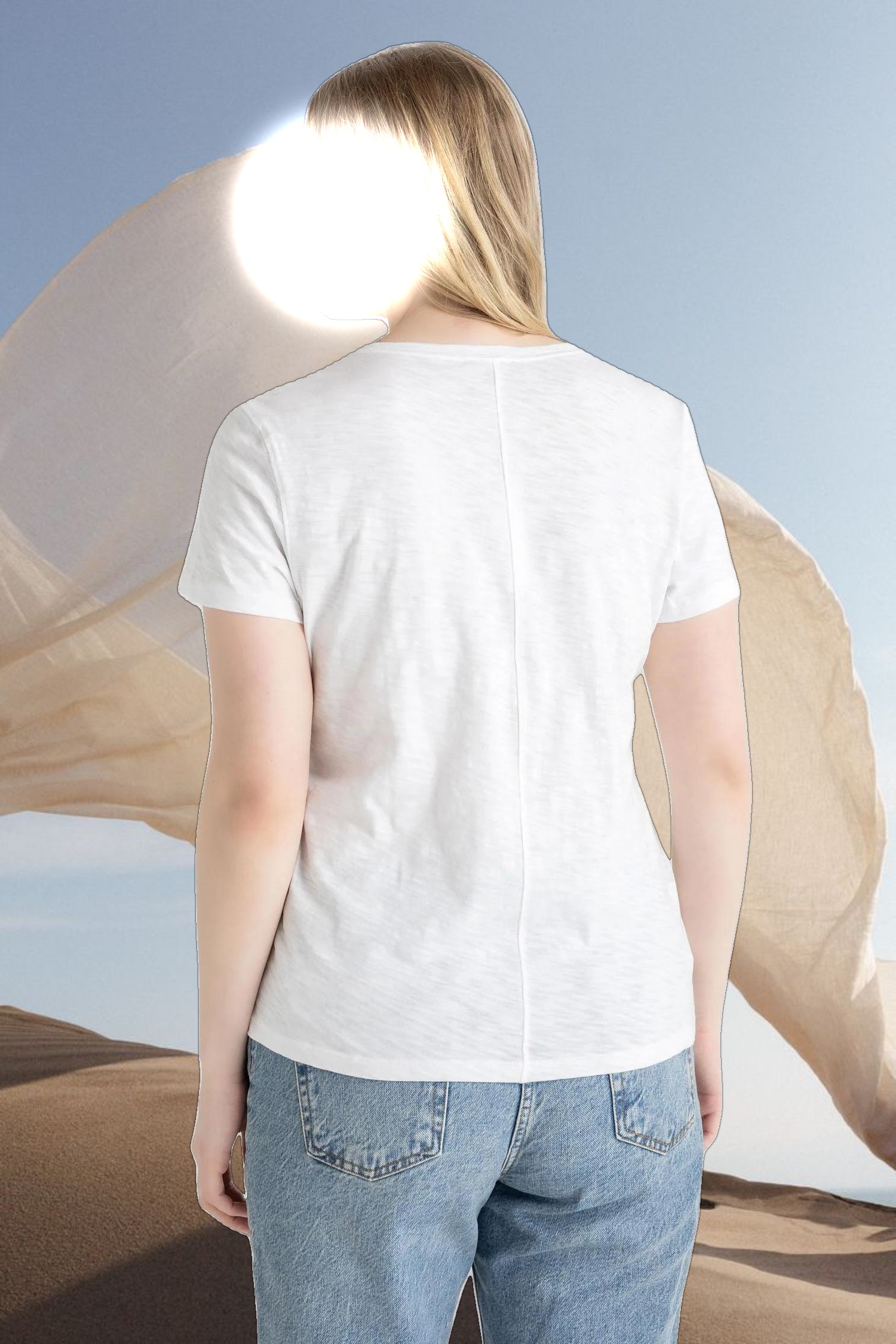 V-Neck Short Sleeve Back Seam Tee