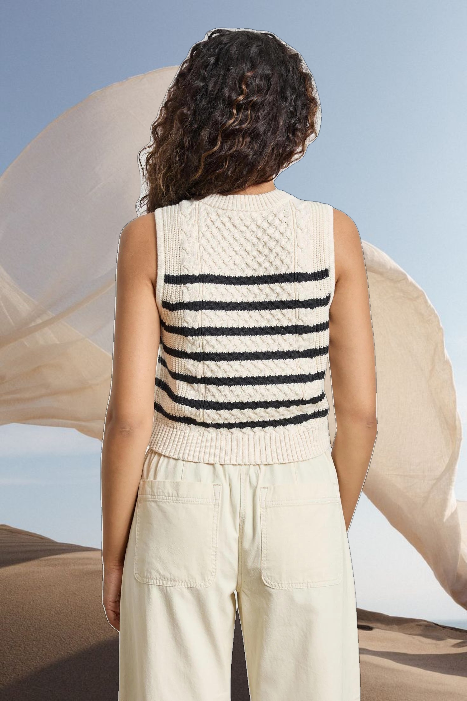 Cropped Cable Tank Sweater