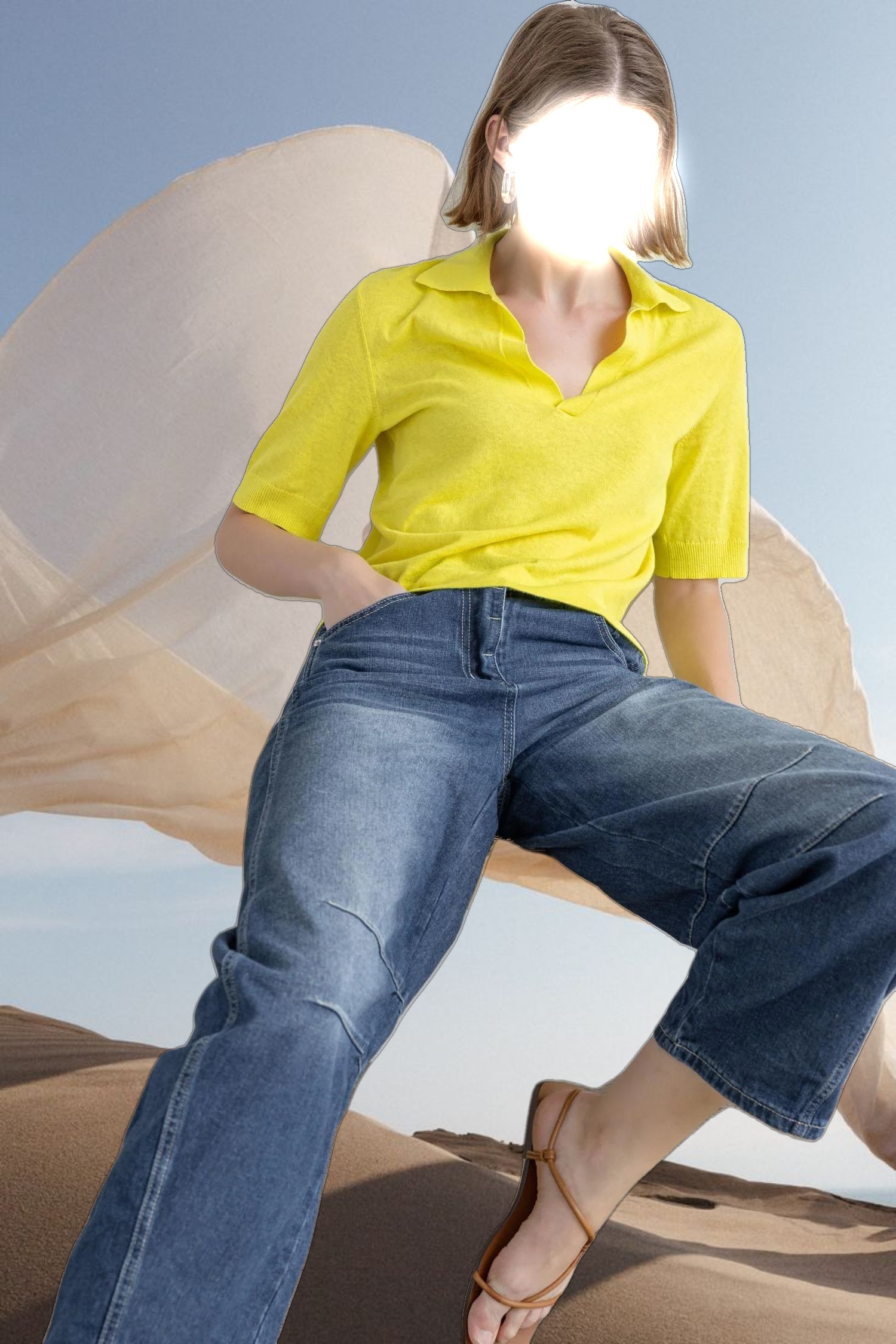 Elbow Sleeve Polo Sweater