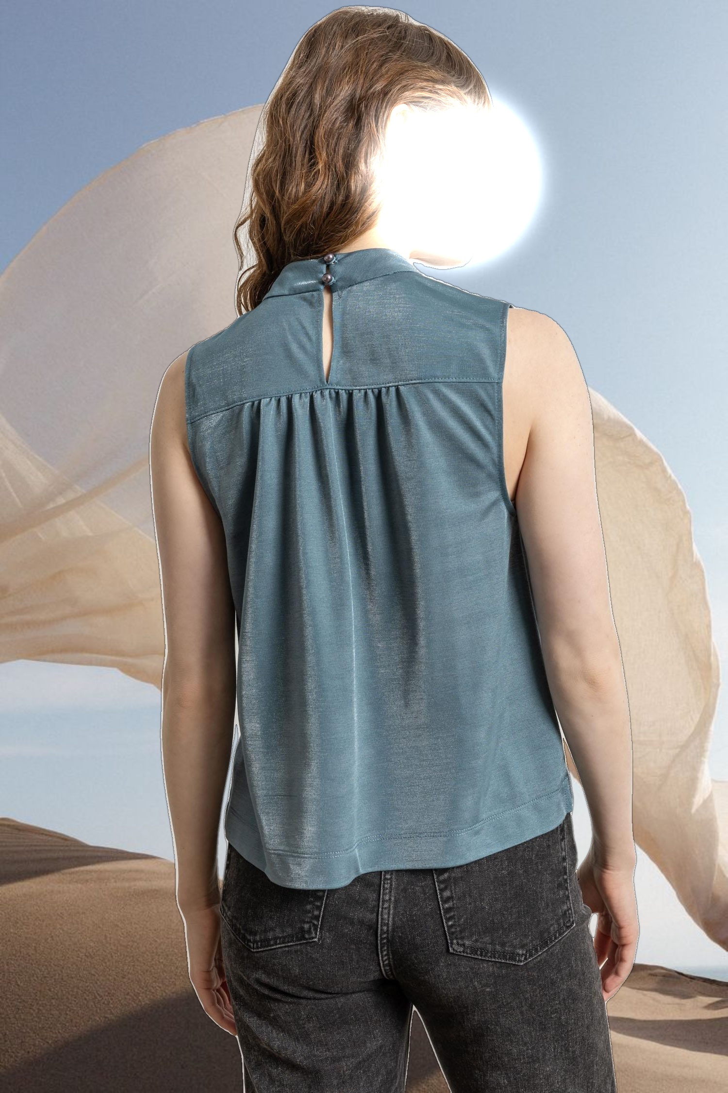 Sparkle Sleeveless Mock Neck
