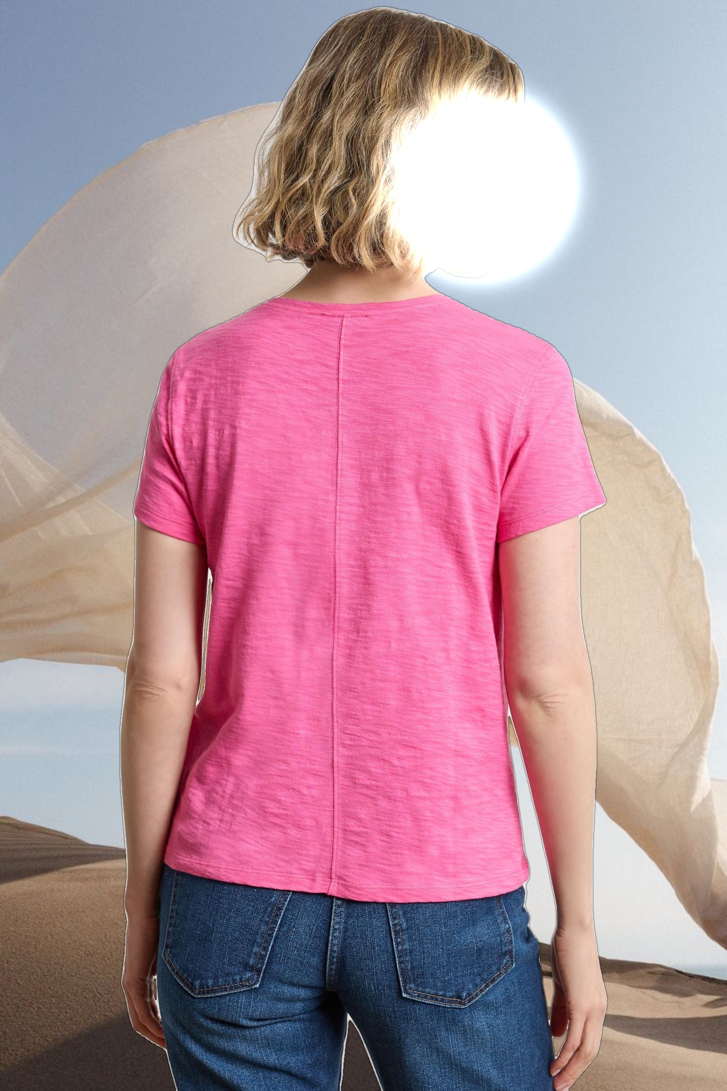 Short Sleeve Back Seam V-Neck