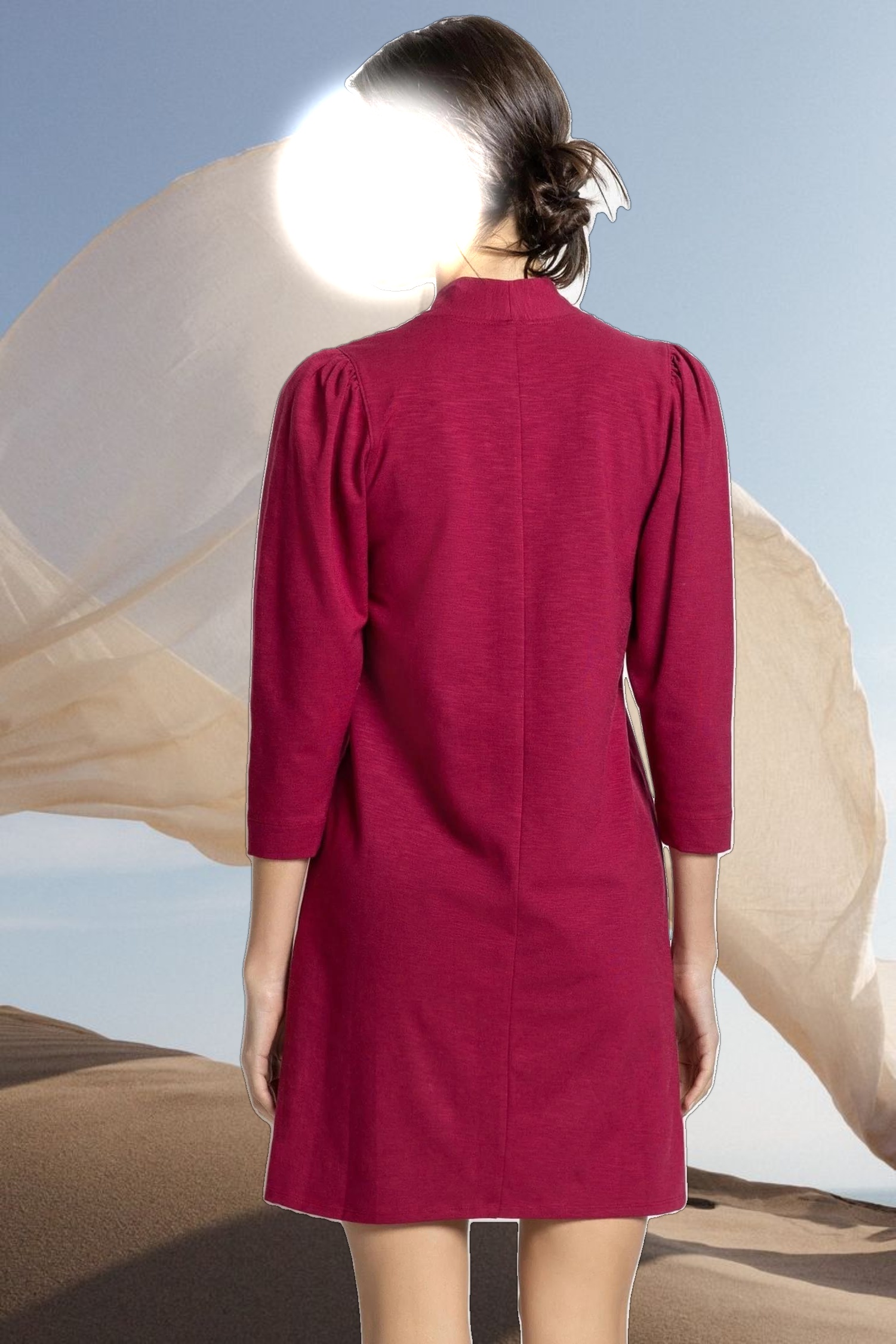 Full Sleeve Split Neck Dress