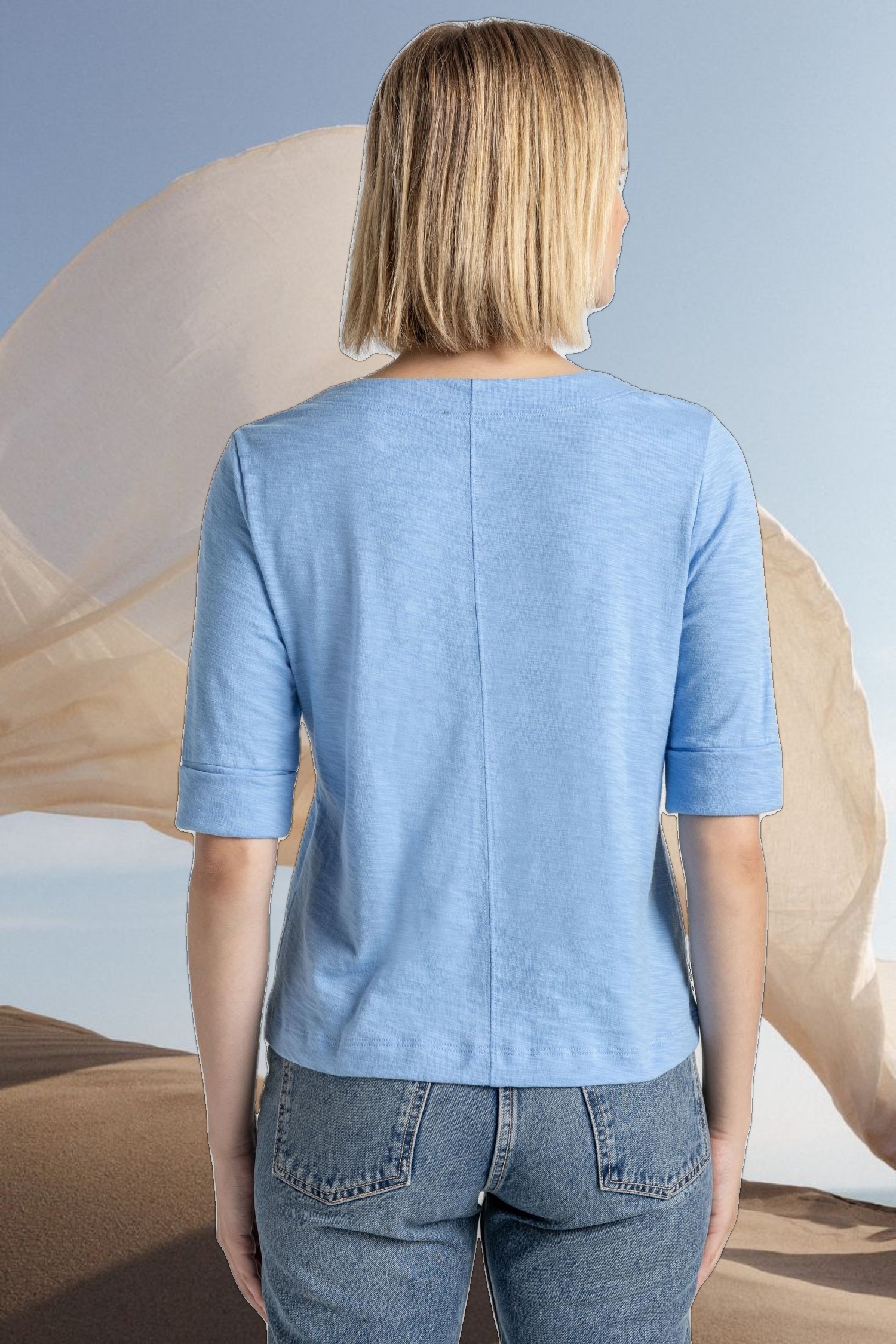 Cuff Sleeve Split Neck