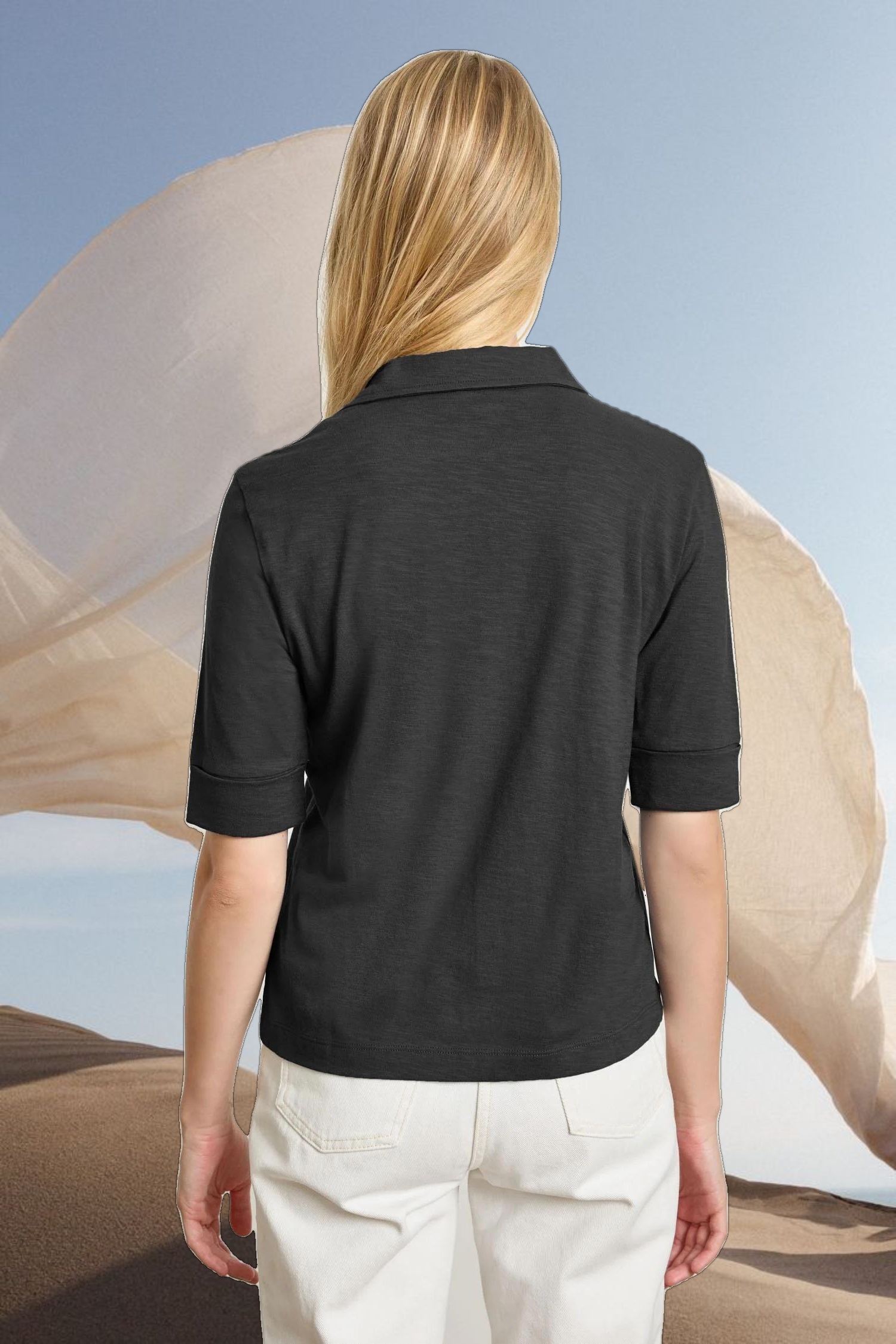 Elbow Sleeve Collared Tee