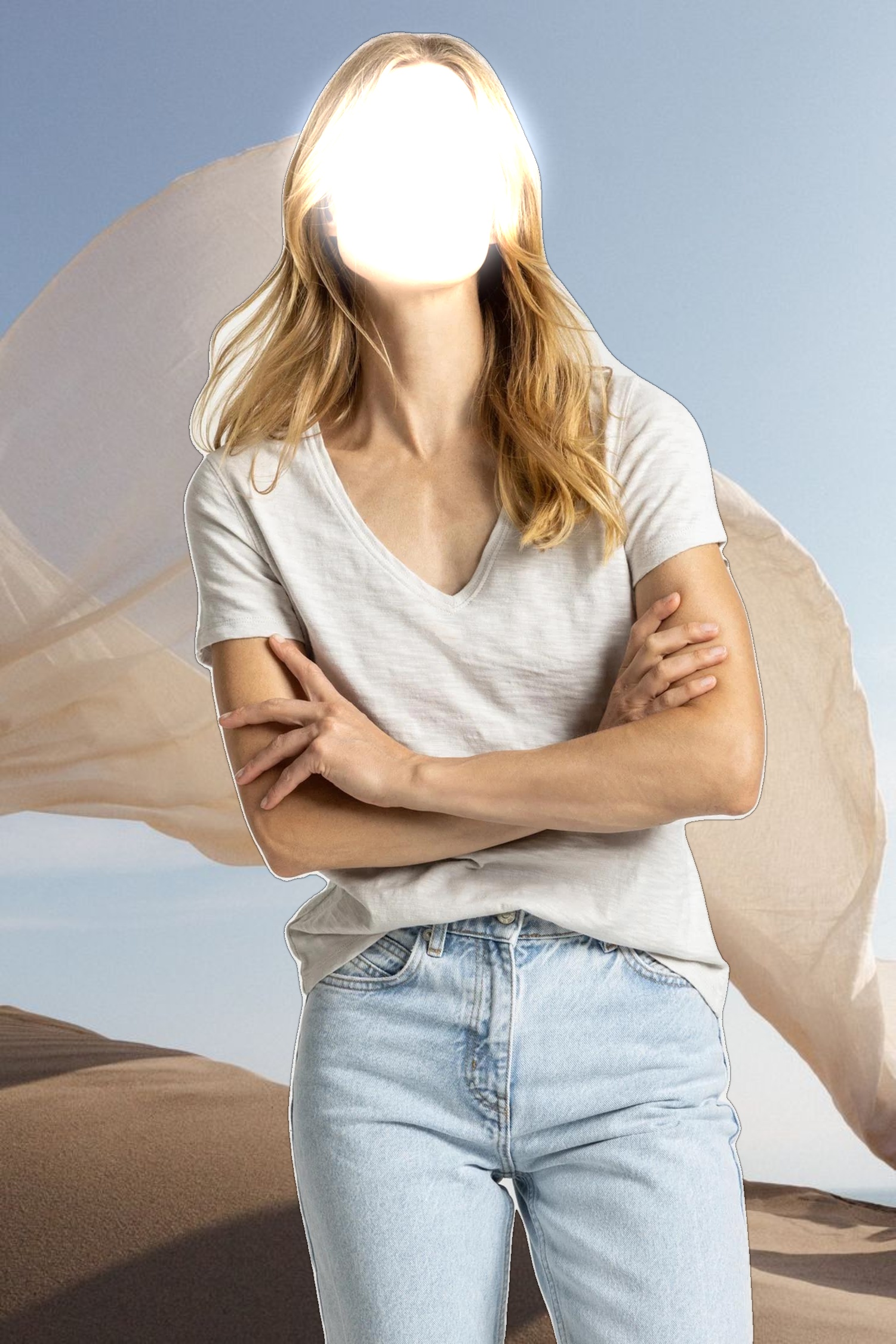 V-Neck Short Sleeve Back Seam Tee