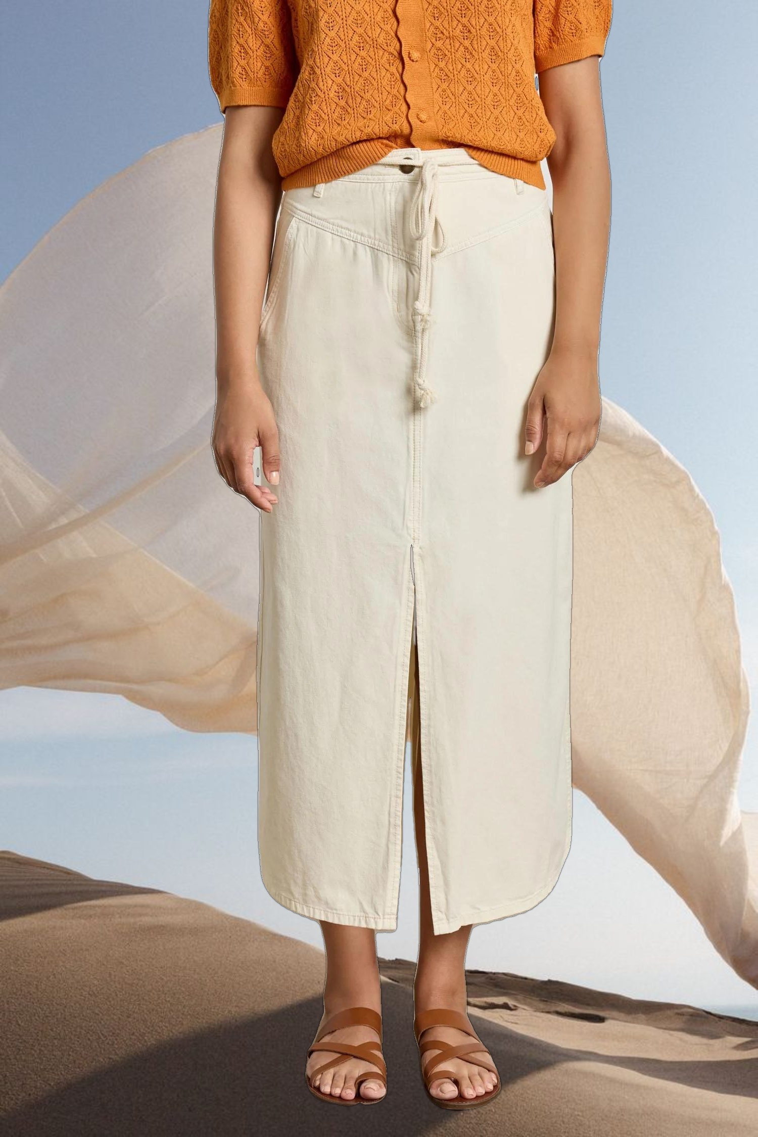 Yoke Waist Maxi Skirt