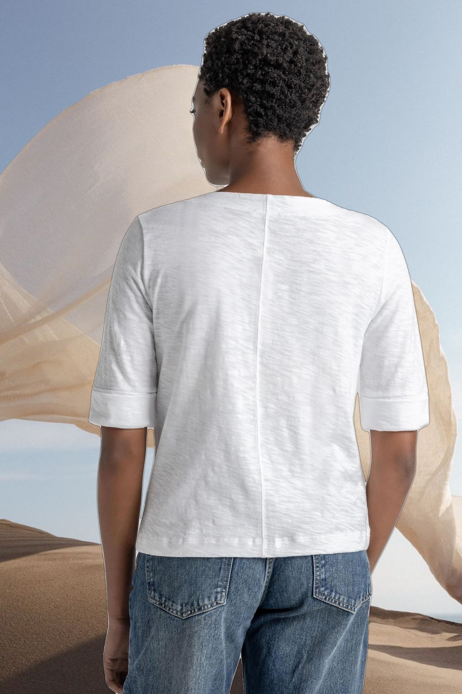 Cuff Sleeve Split Neck