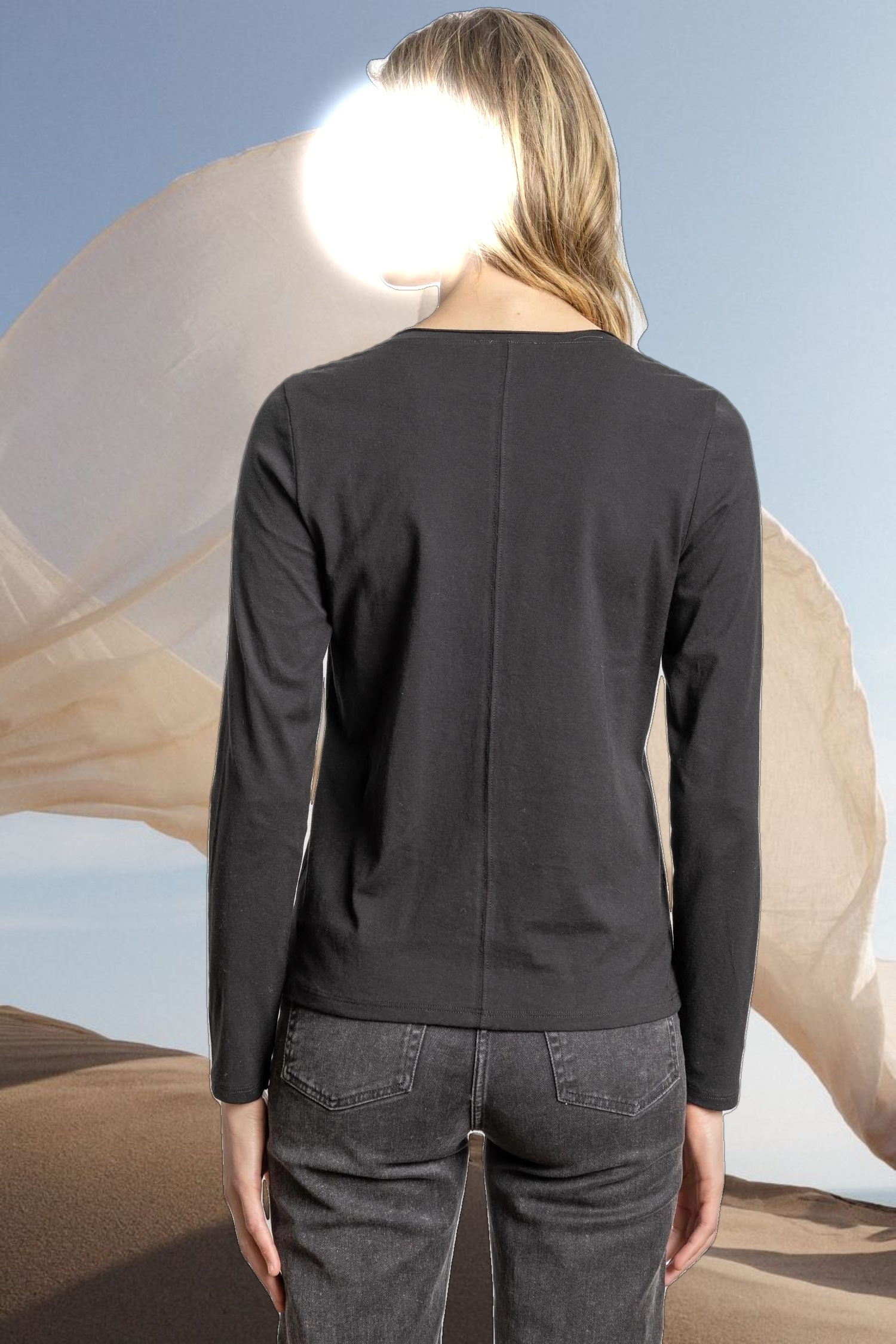 Rolled Edge V-Neck Tee