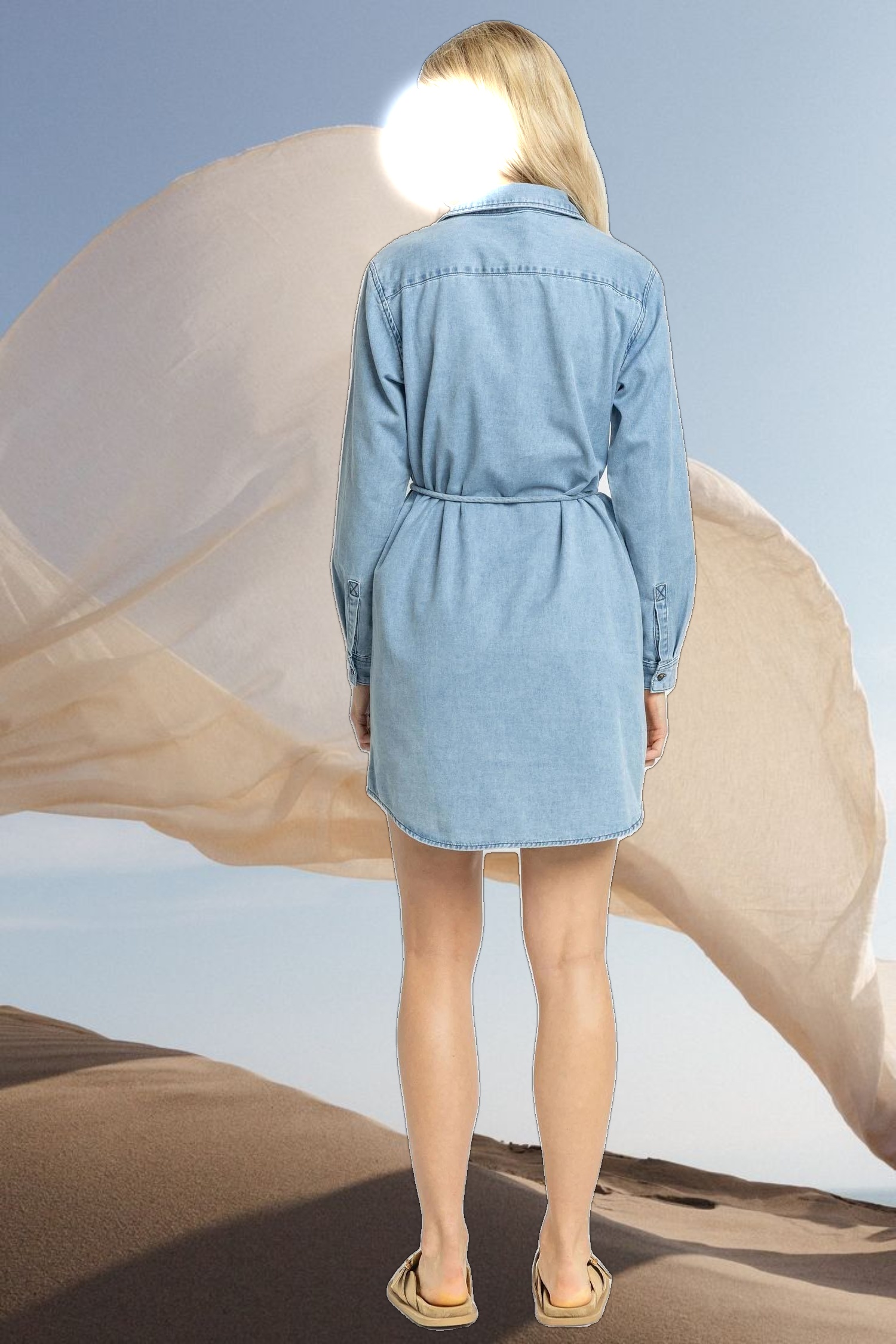 Denim Tie Waist Dress