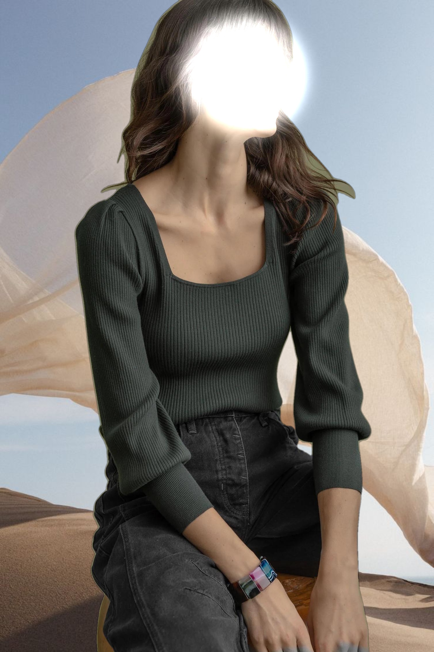 Full Sleeve Square Neck Sweater