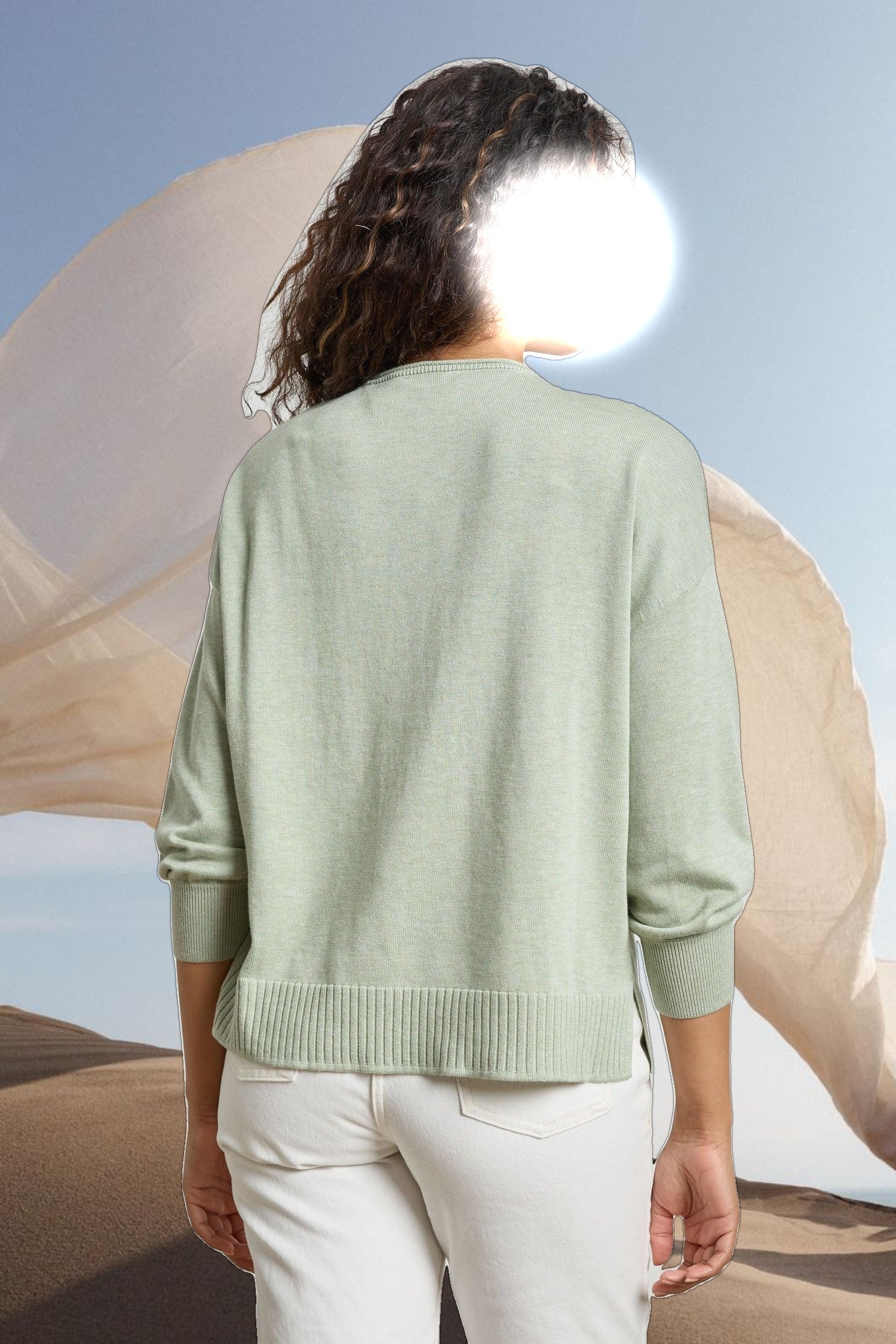3/4 Sleeve Drop Shoulder Sweater