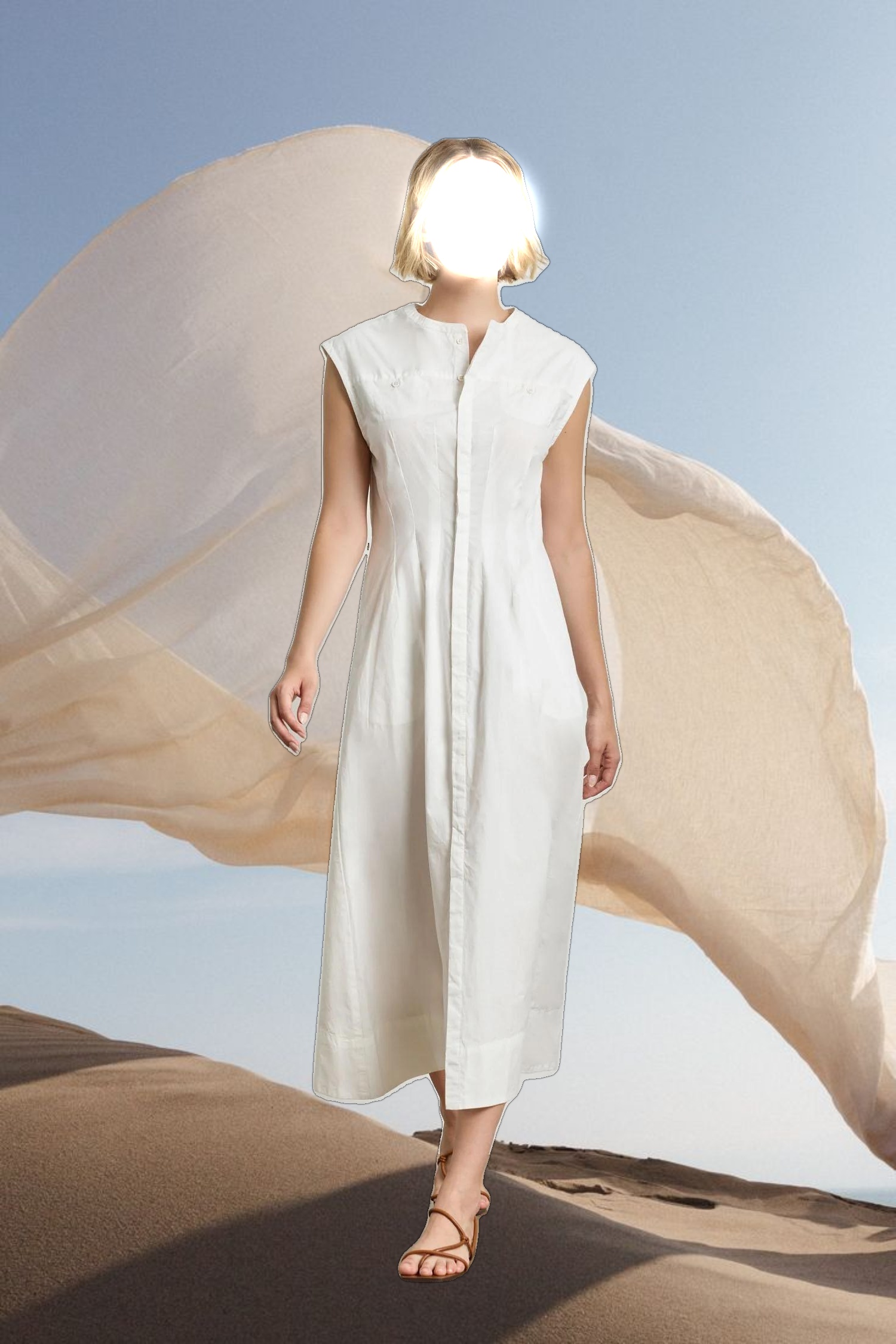 Sleeveless Seamed Maxi Dress