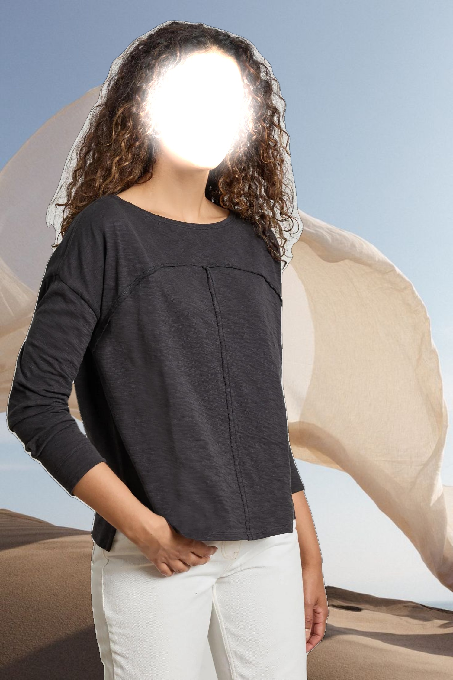 Drop Shoulder Seamed Boatneck