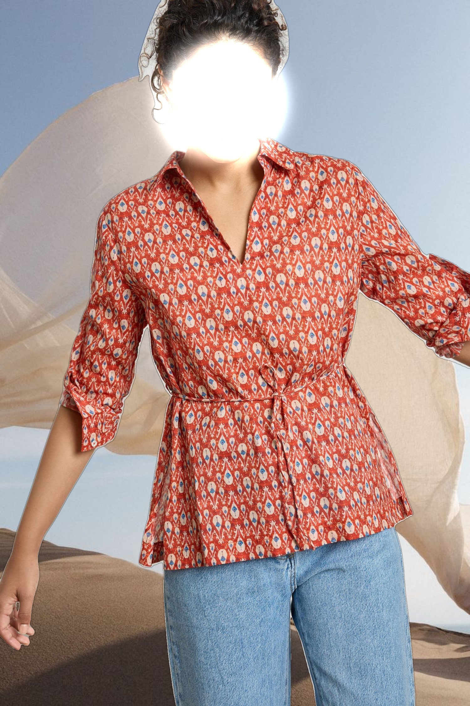 Collared Split Neck Top