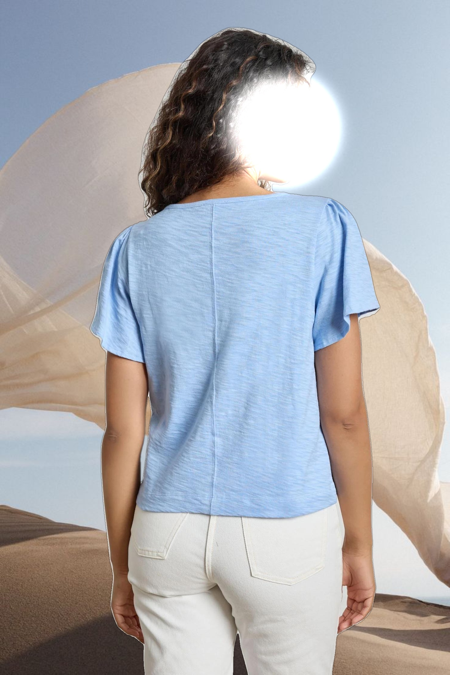 Button Front Flutter Sleeve