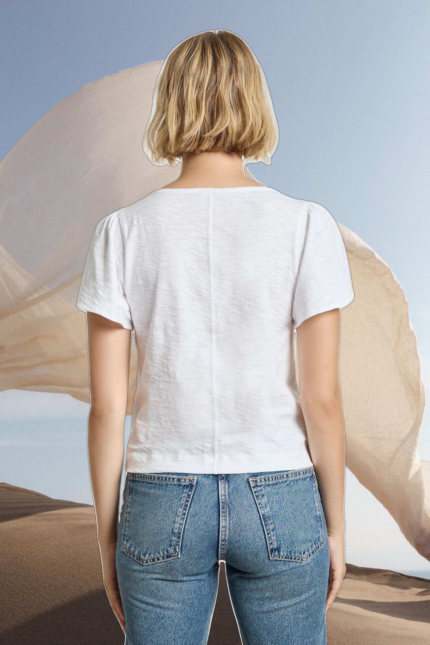 Button Front Flutter Sleeve