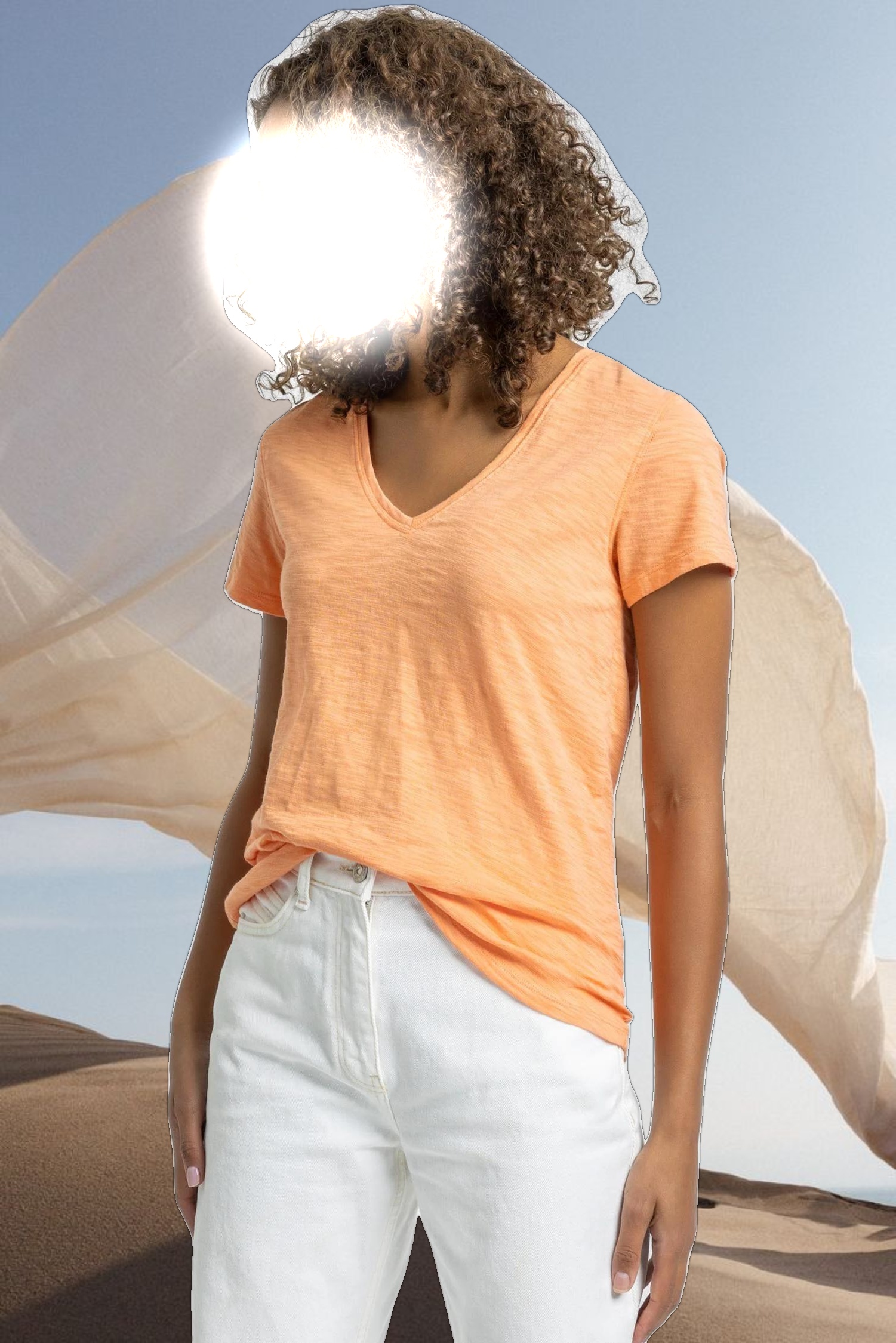 V-Neck Short Sleeve Back Seam Tee