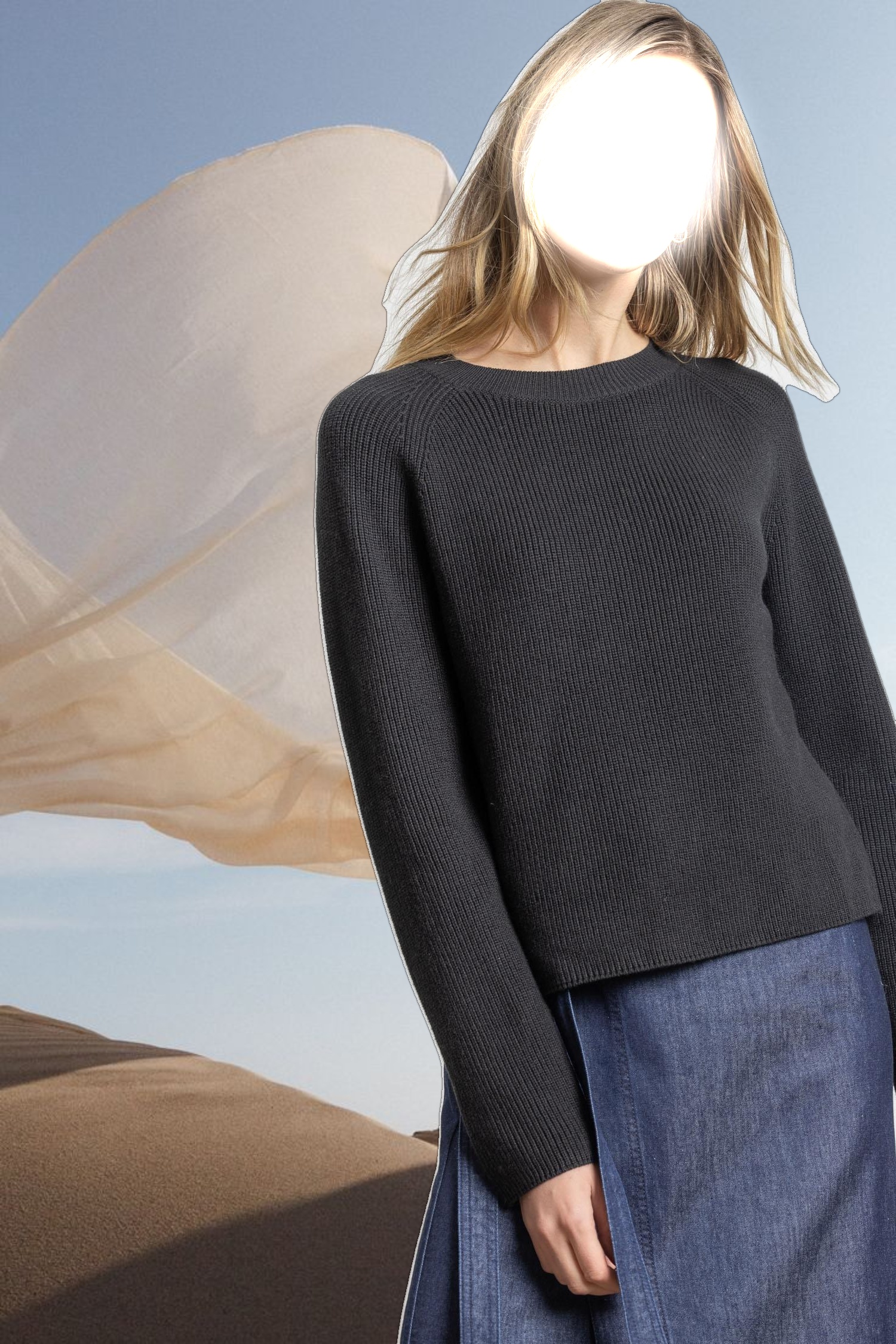 Mixed Media Raglan Sweater