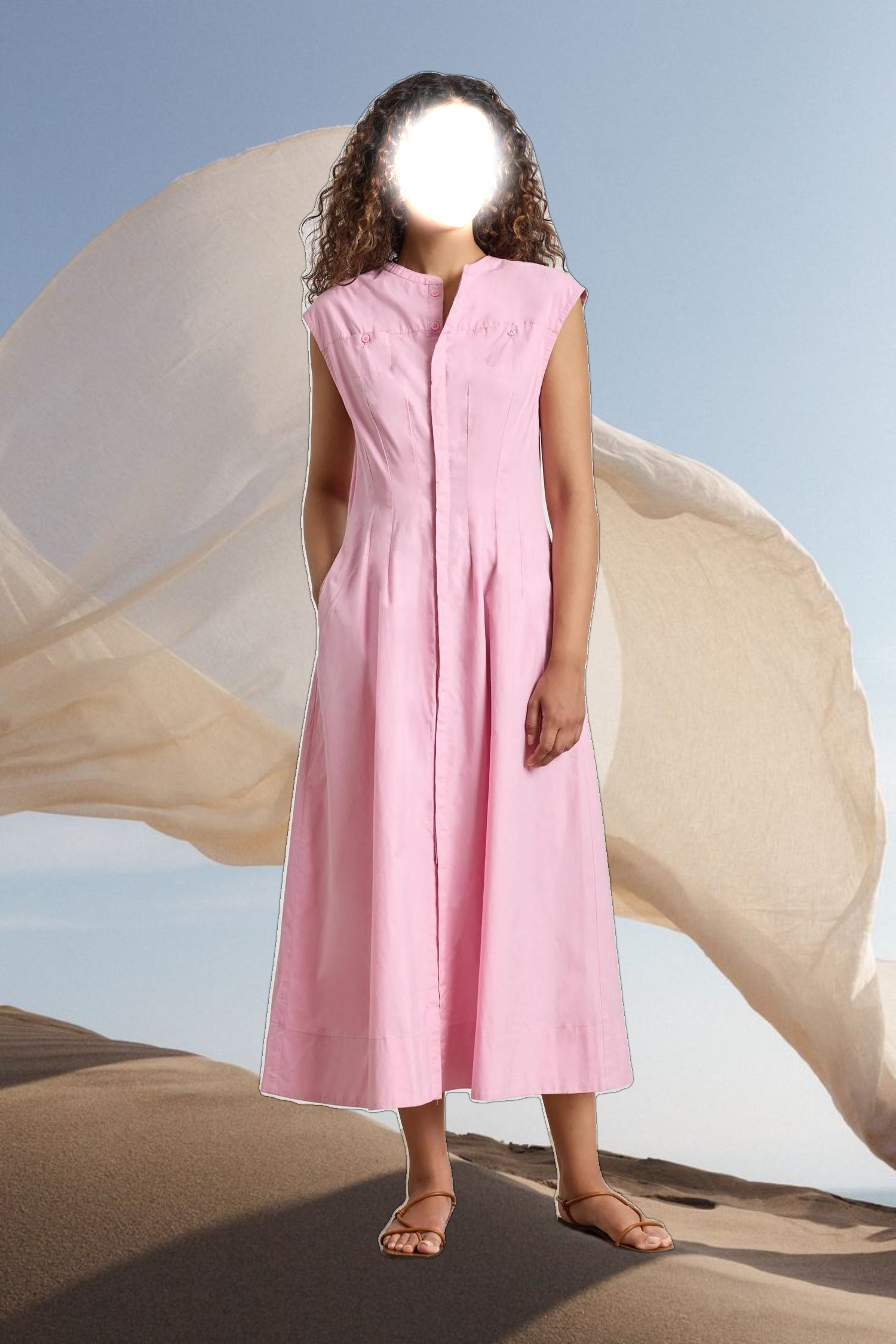 Sleeveless Seamed Maxi Dress