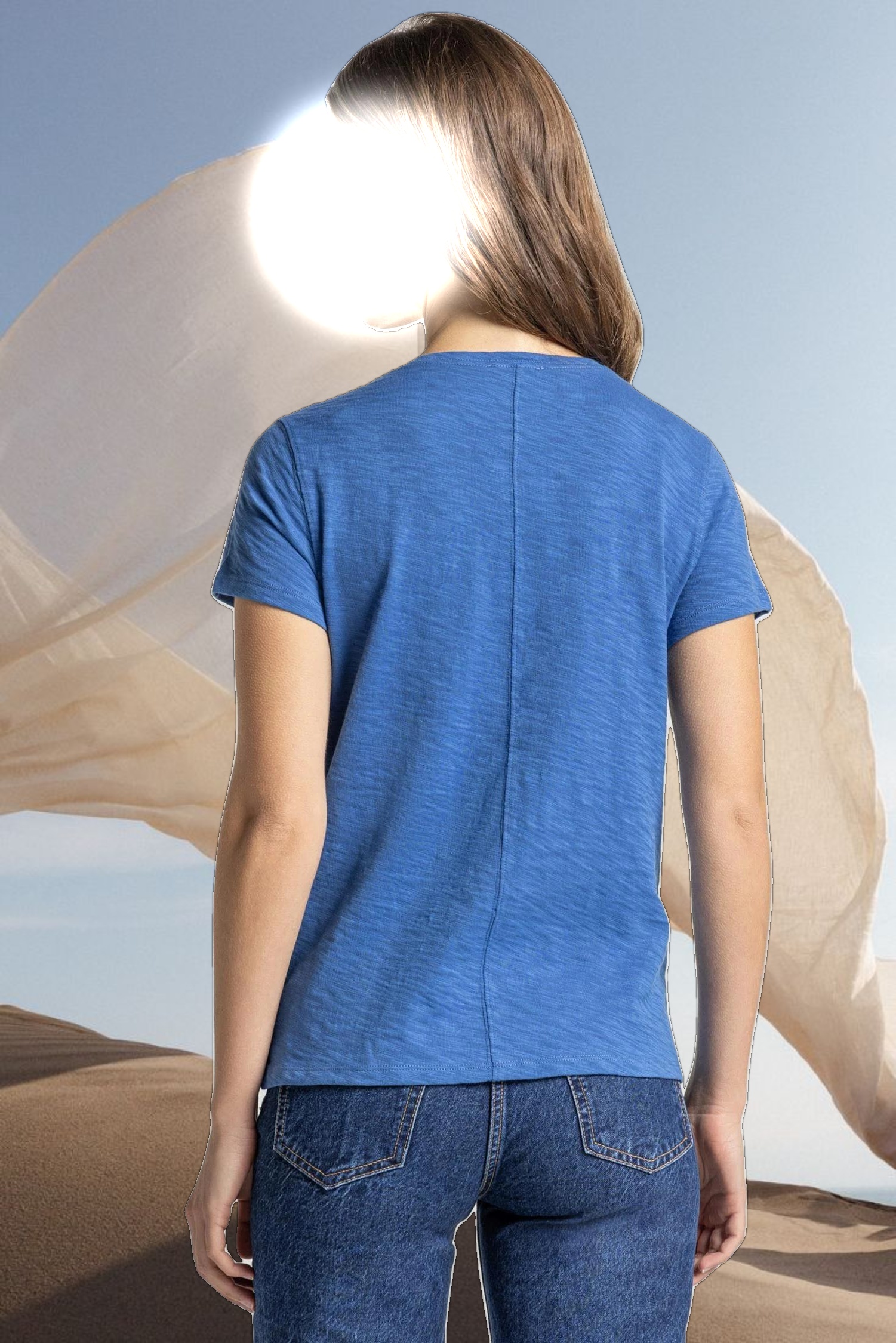 V-Neck Short Sleeve Back Seam Tee