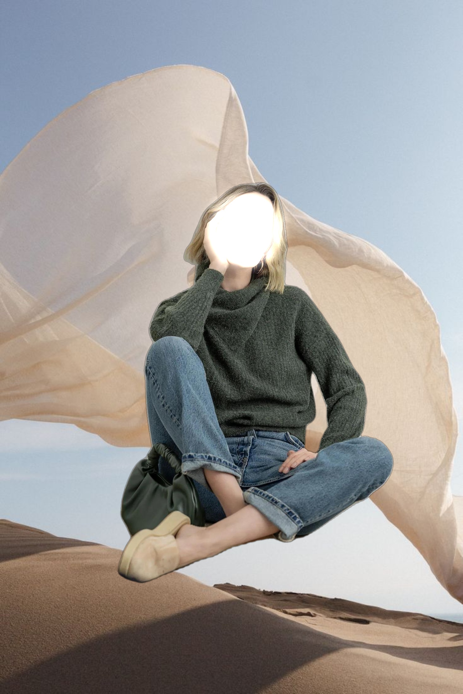 Ribbed Wrap Collar Sweater