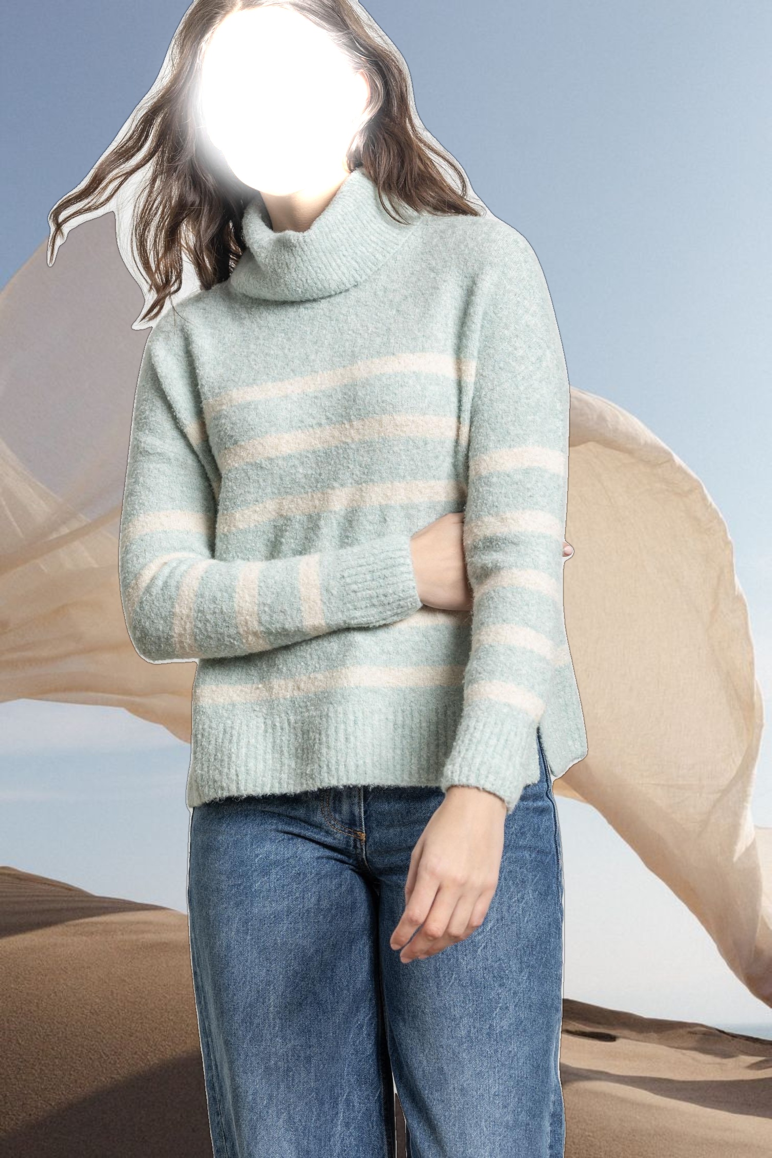 Striped Turtleneck Sweater