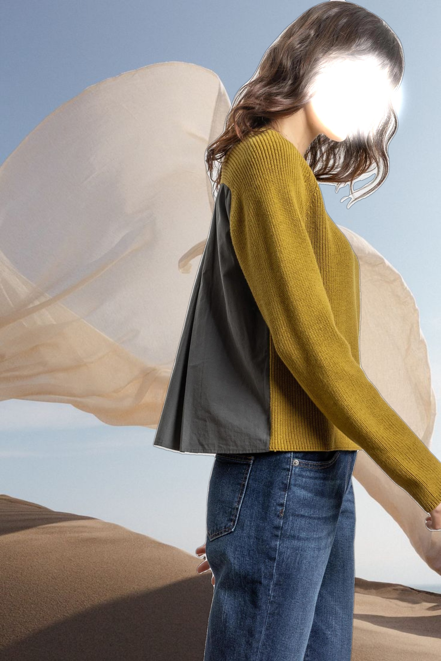 Mixed Media Raglan Sweater