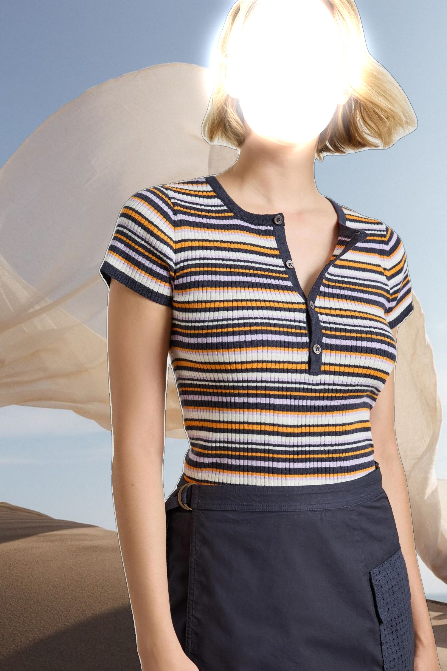 Striped Short Sleeve Henley