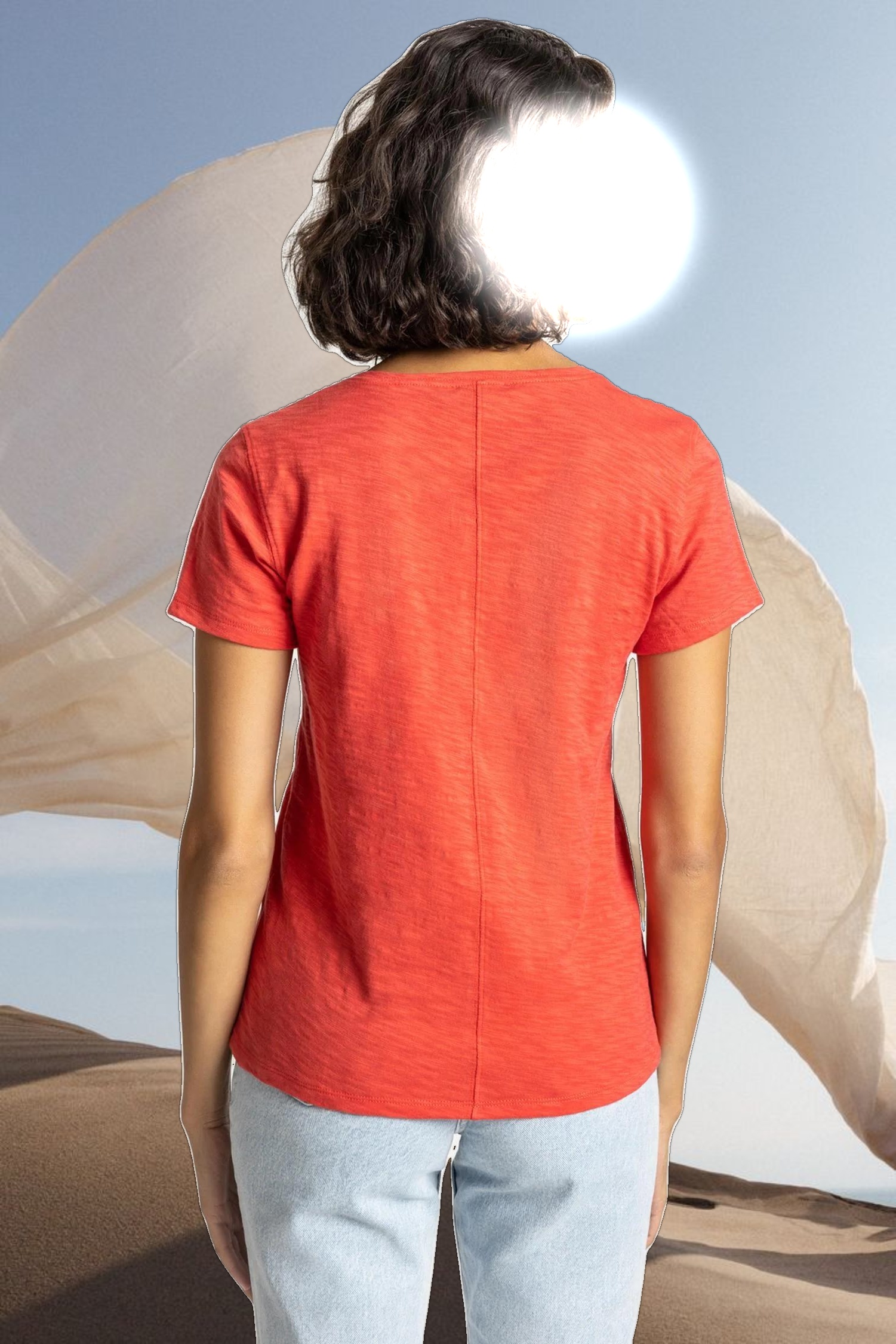 V-Neck Short Sleeve Back Seam Tee