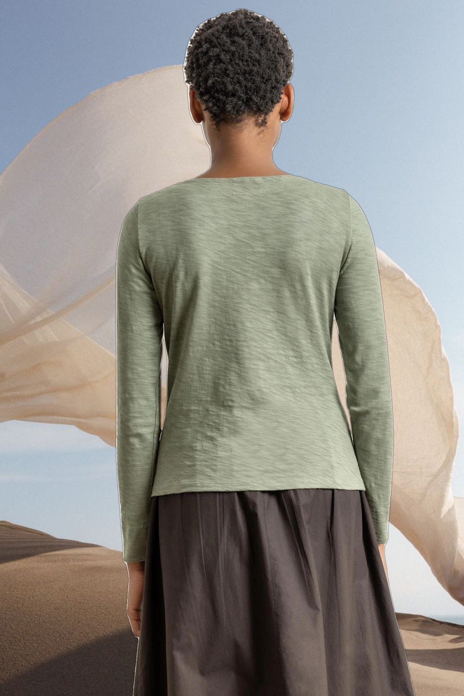 Long Sleeve Seamed Boatneck