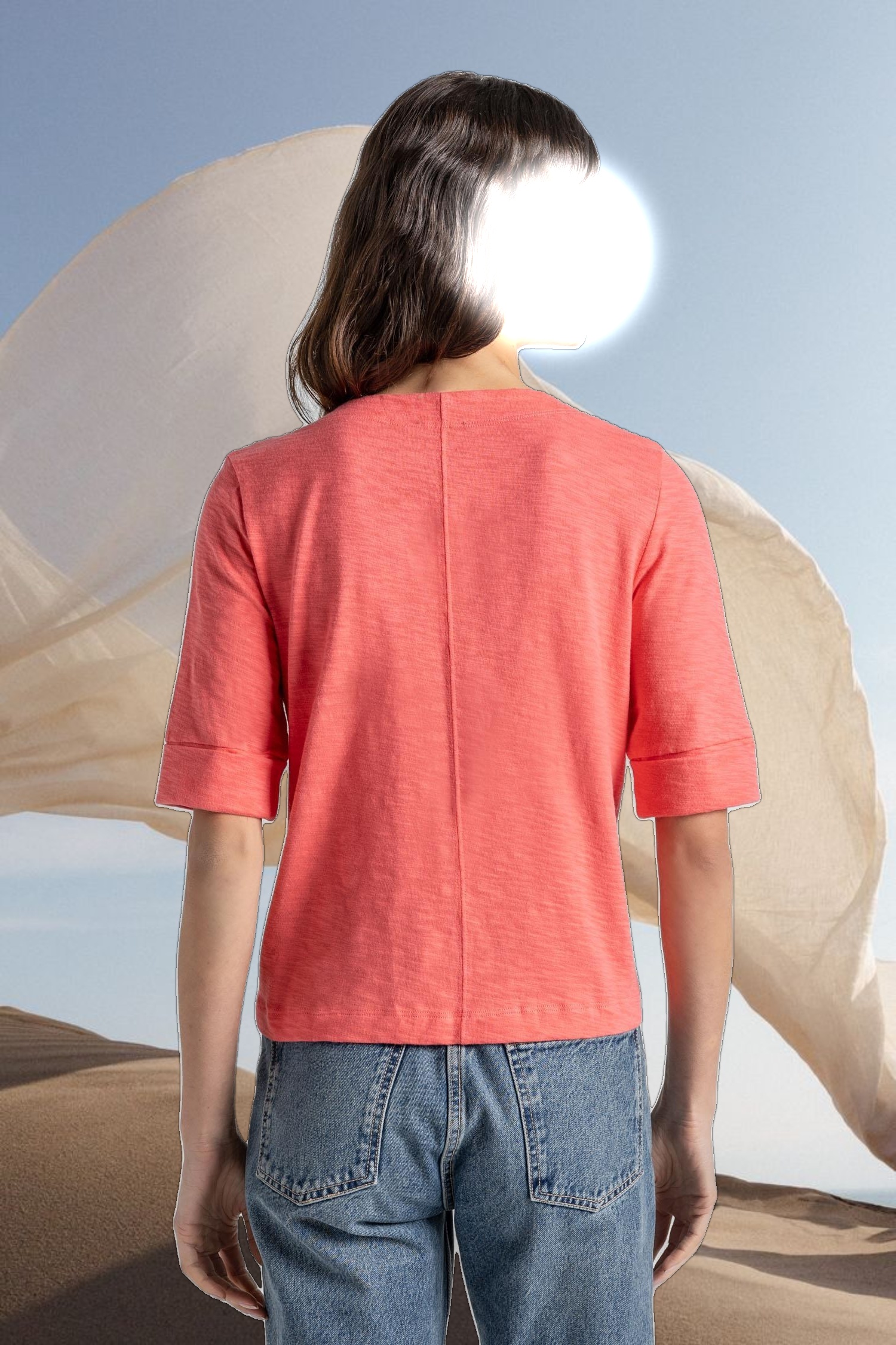 Cuff Sleeve Split Neck