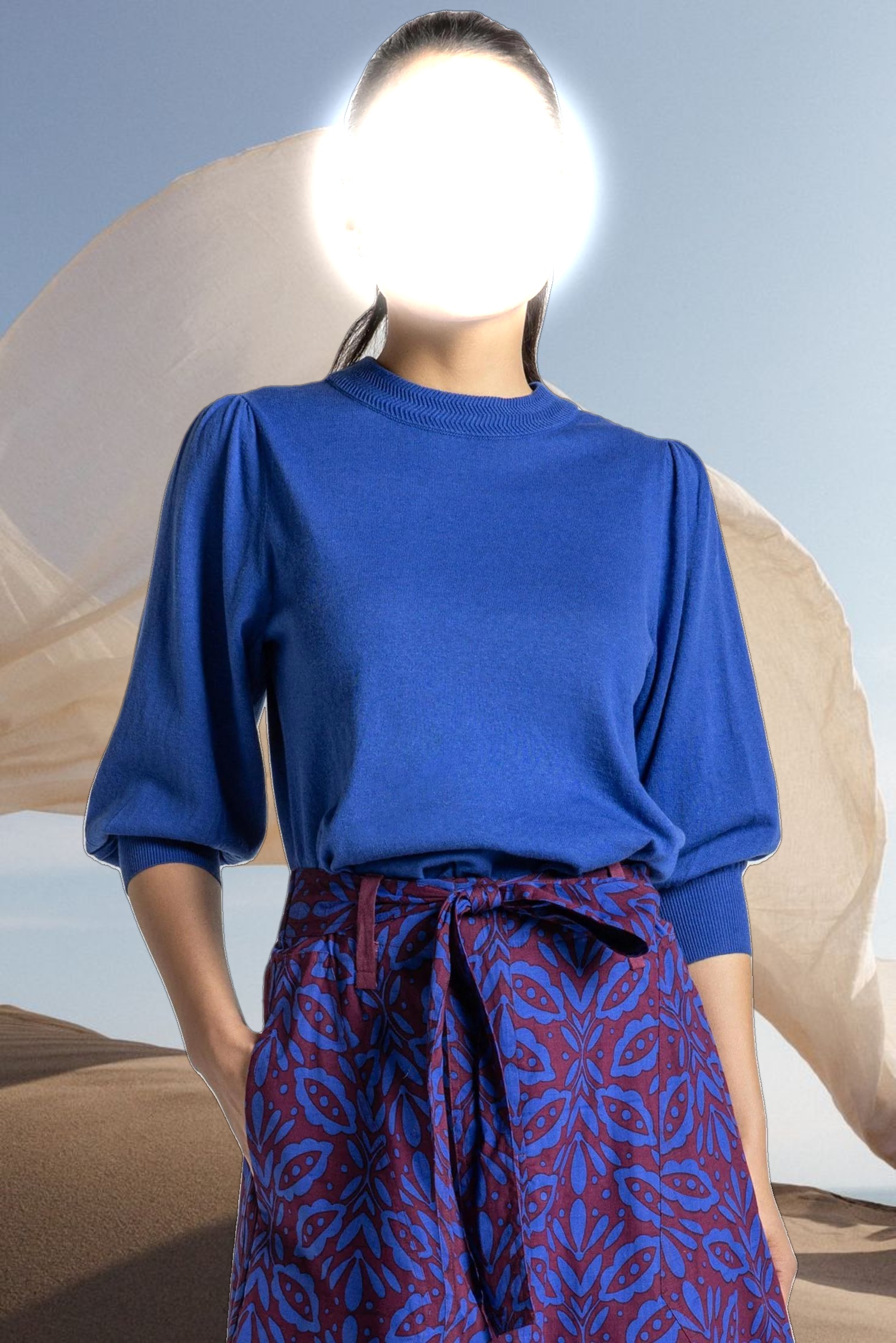 Puff Sleeve Crewneck Sweater