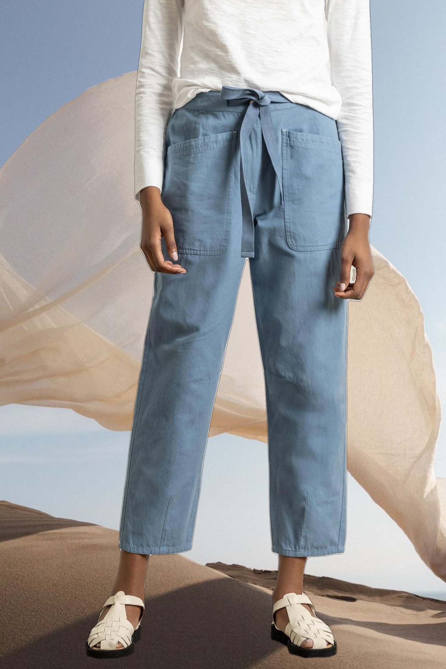 Tie Waist Barrel Pant