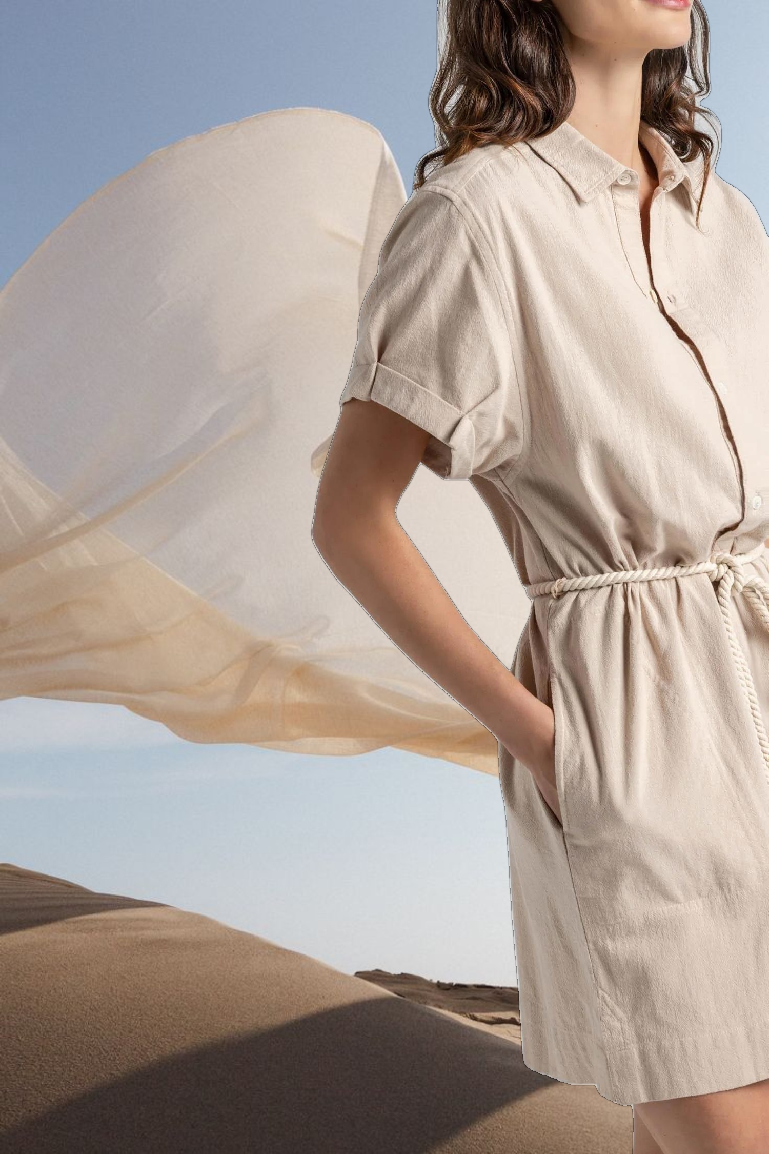 Half Placket Shirt Dress